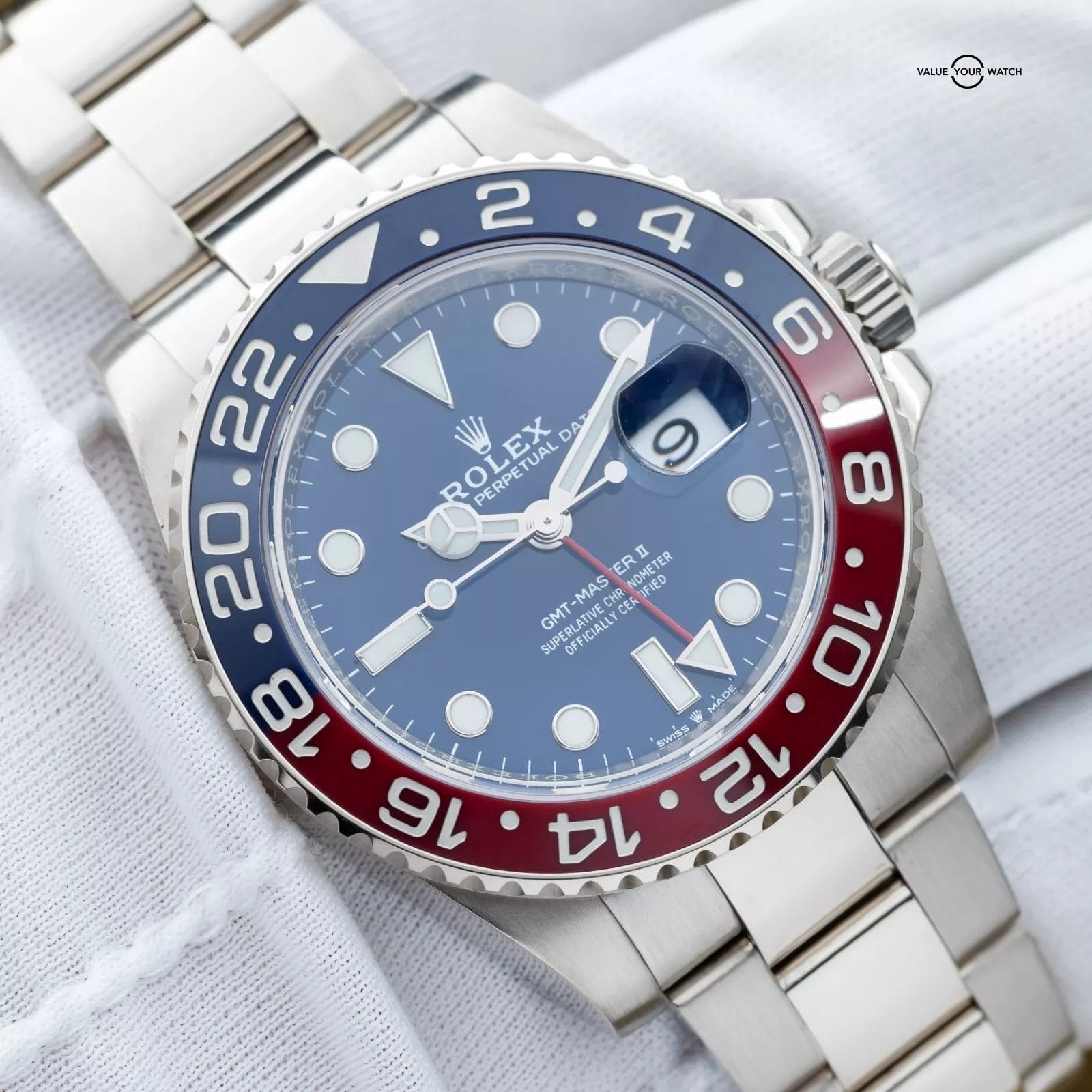 2023 Rolex GMT Master II Pepsi Blue Dial White Gold 40mm 126719BLRO - Full Set - Image 3