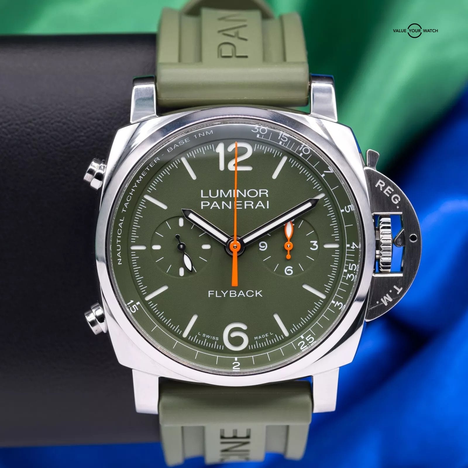 Panerai Luminor Flyback Verde Militare Steel Green Limited Edition PAM01296 - Image 4