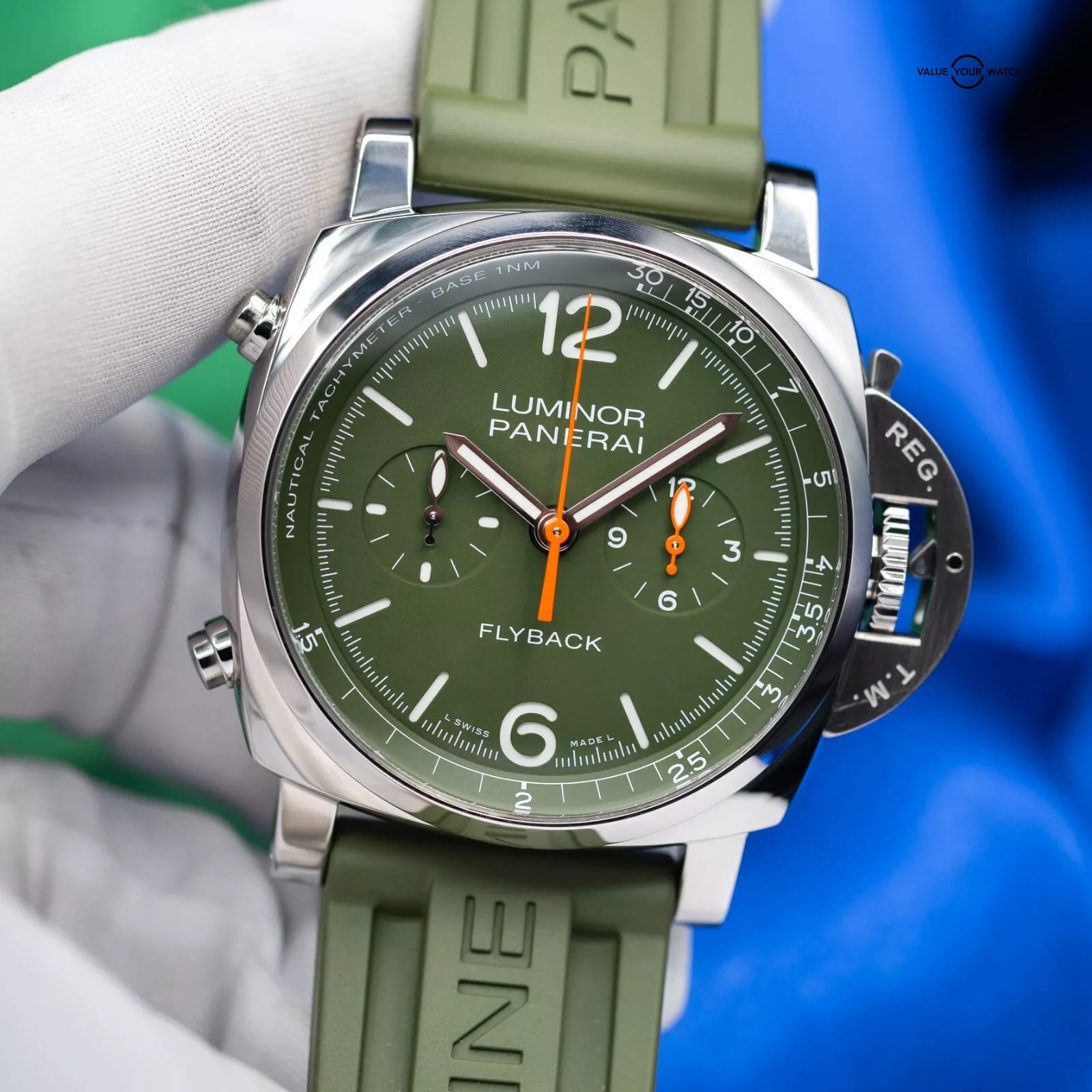 Panerai Luminor Flyback Verde Militare Steel Green Limited Edition PAM01296 - Image 6