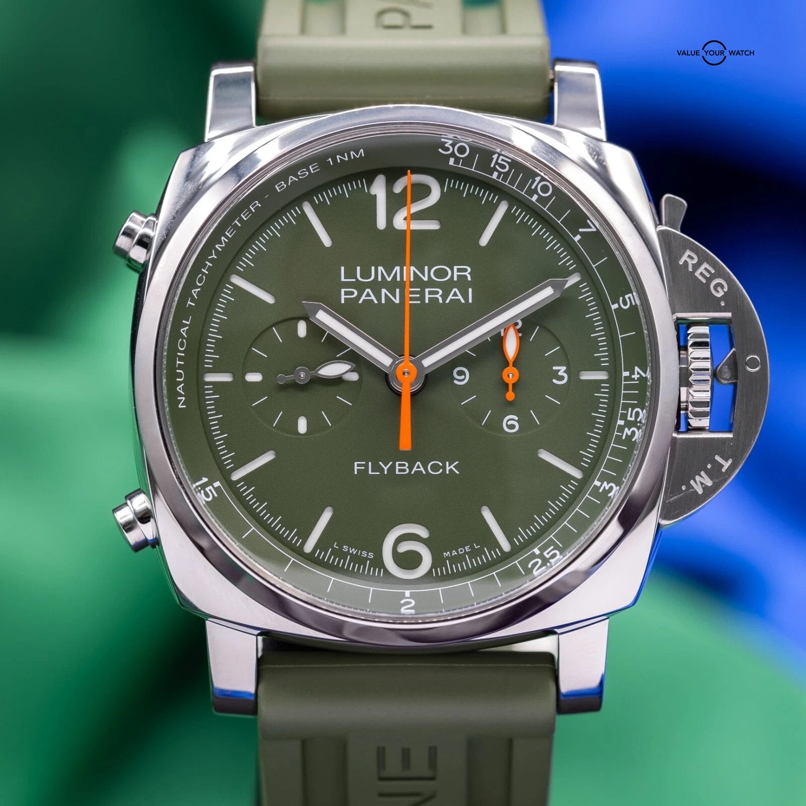 Panerai Luminor Flyback Verde Militare Steel Green Limited Edition PAM01296 - Image 8