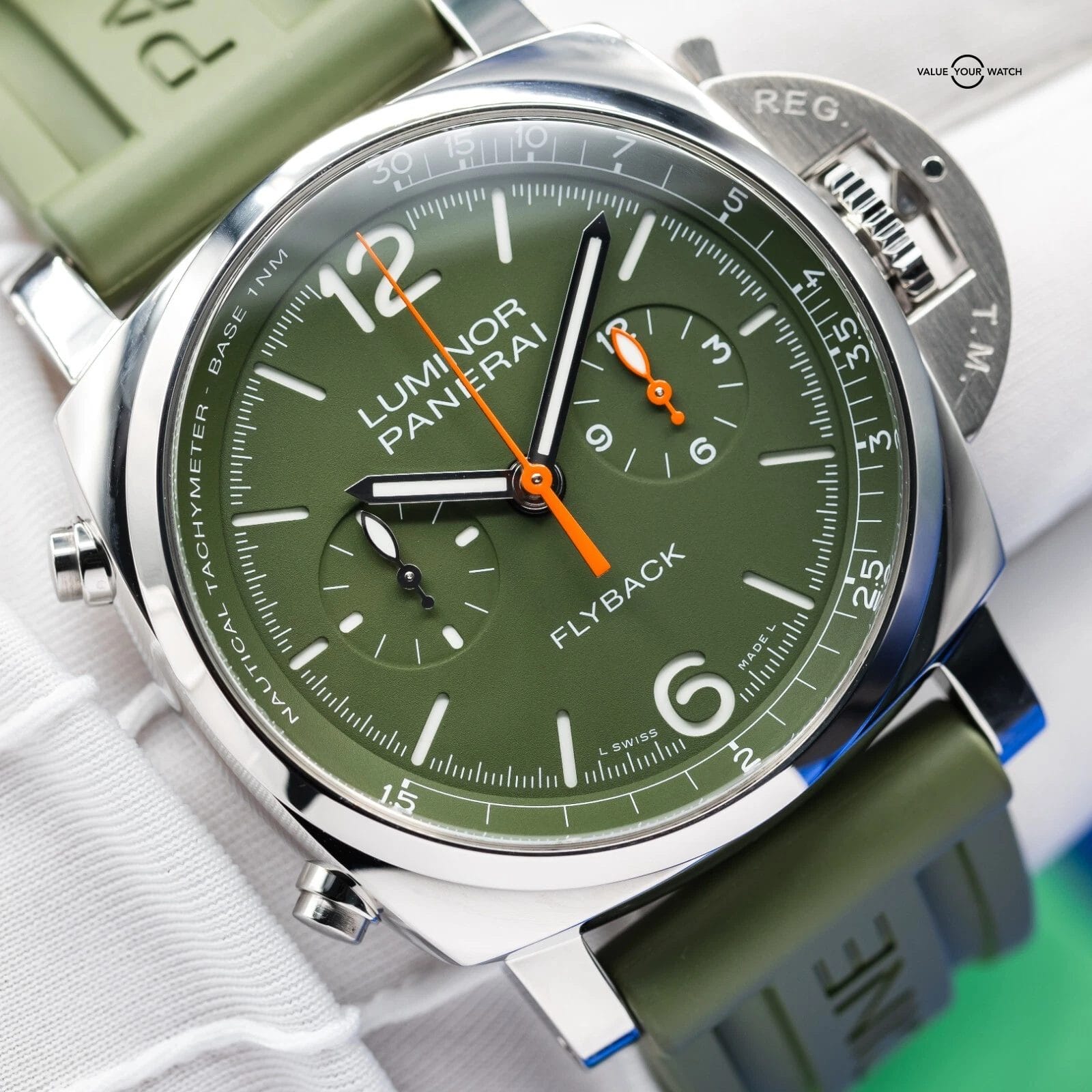 Panerai Luminor Flyback Verde Militare Steel Green Limited Edition PAM01296 - Image 10