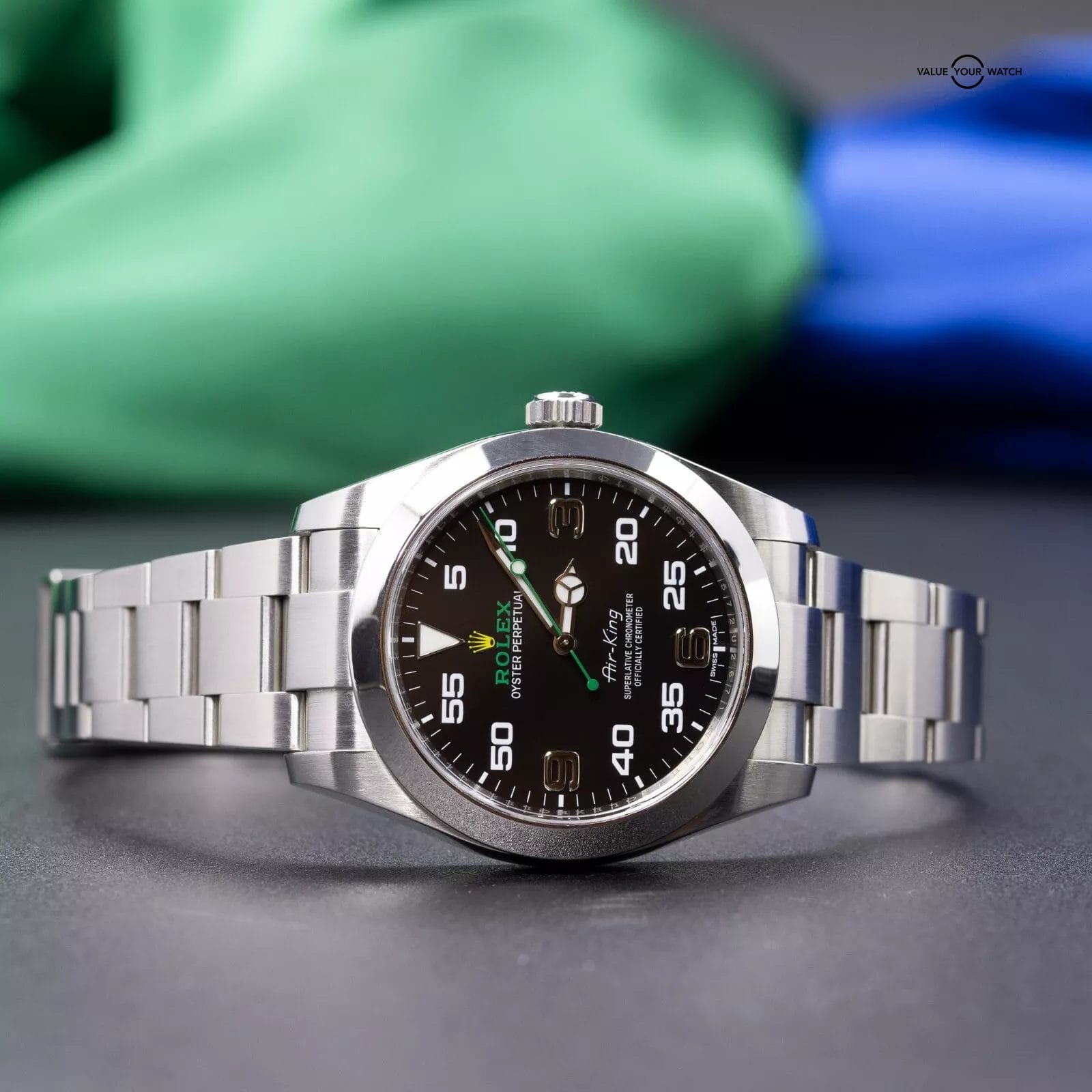 Rolex Air-King 116900 Silver Oyster Bracelet with Silver Bezel Men's Box & Card - Image 7