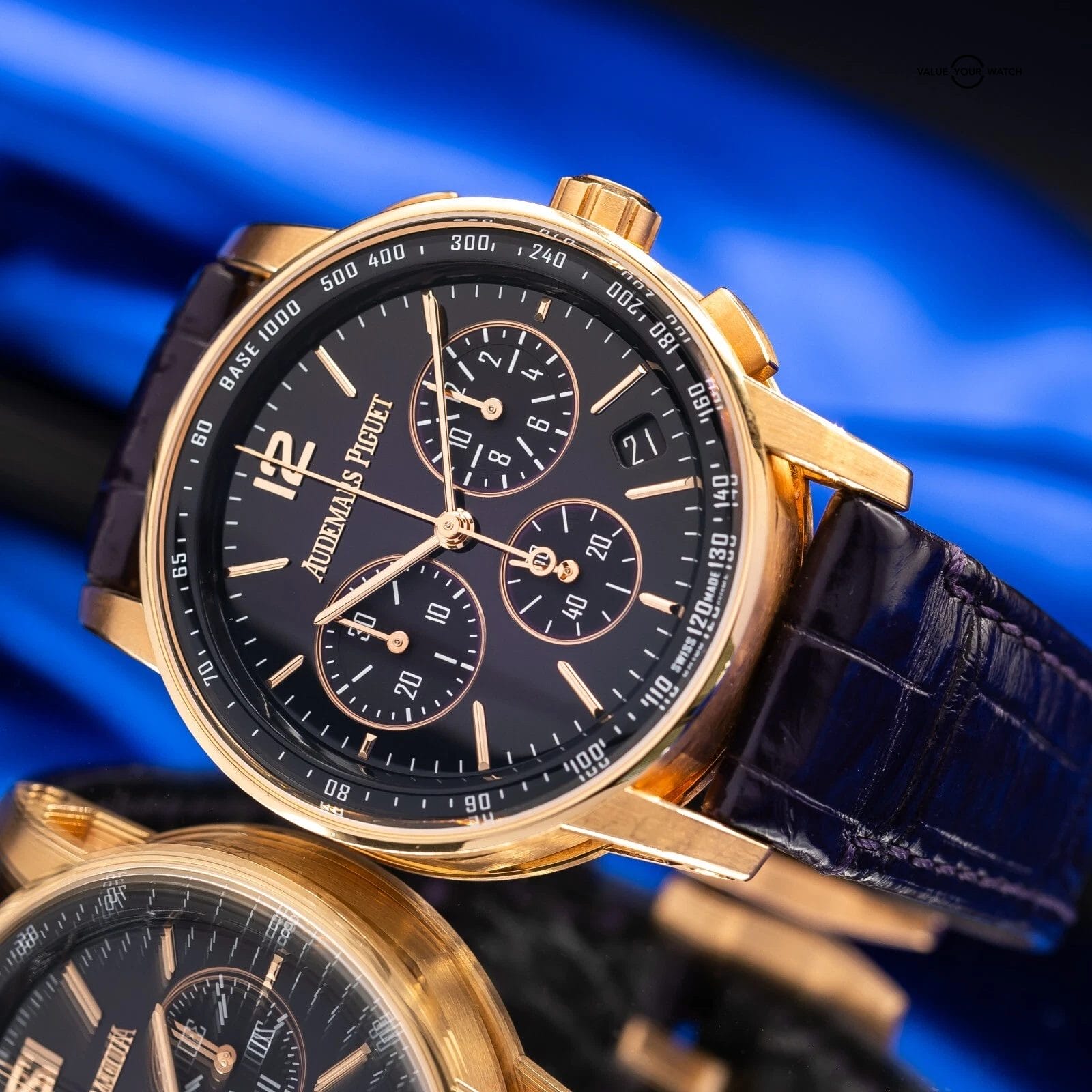 Audemars Piguet Code 11.59 Chronograph Purple Men's Watch - 26393OR Complete Set - Image 3