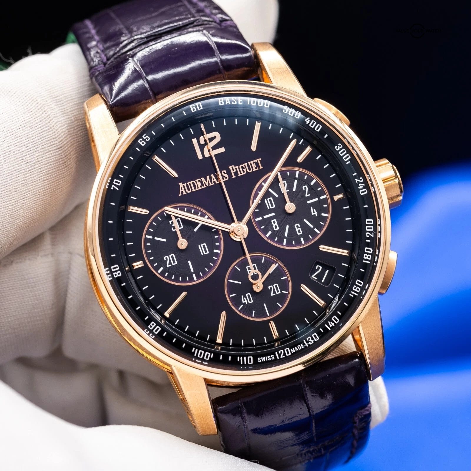 Audemars Piguet Code 11.59 Chronograph Purple Men's Watch - 26393OR Complete Set - Image 10