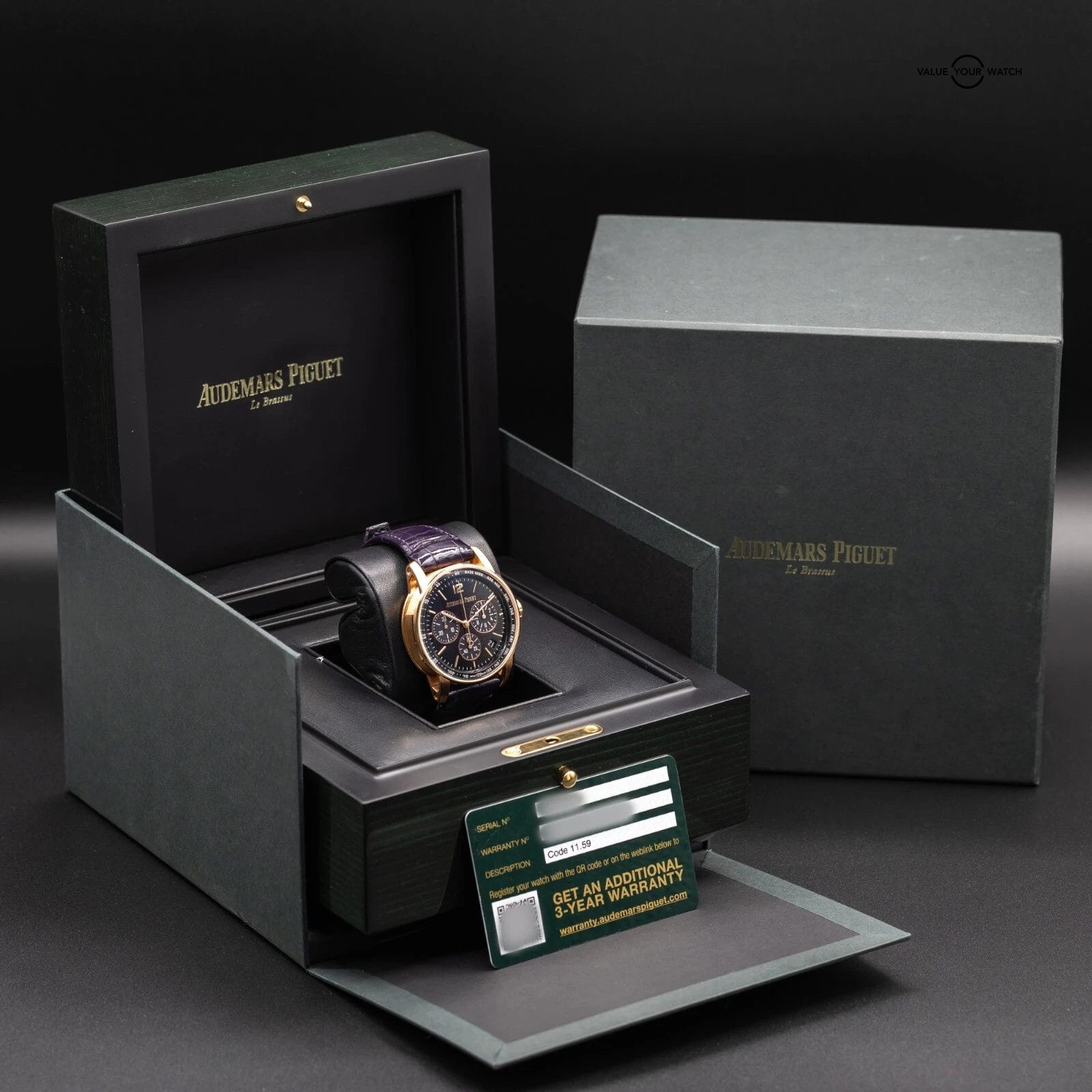 Audemars Piguet Code 11.59 Chronograph Purple Men's Watch - 26393OR Complete Set - Image 12
