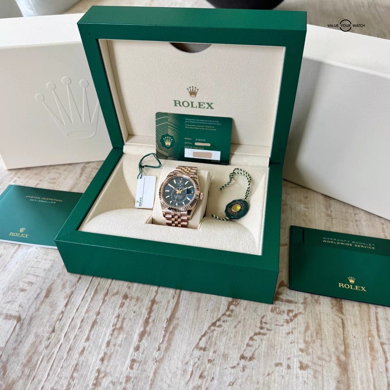 2025 Rolex Sky-Dweller Rose Gold Blue Dial Jubilee Fluted