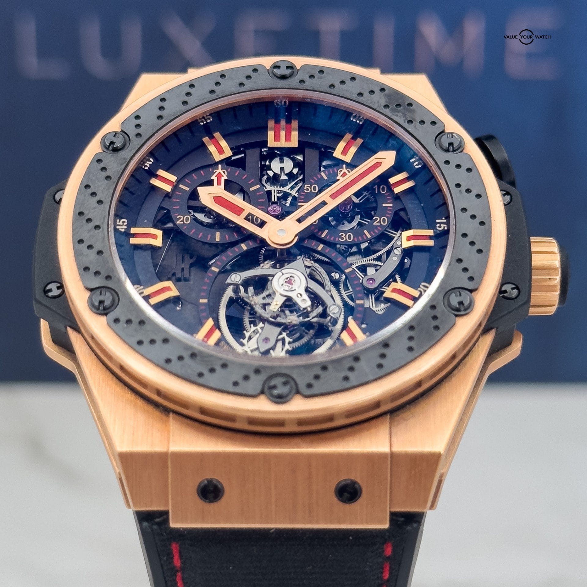 Hublot King Power Tourbillon 48mm 707.OM.1138.NR.FMO10 – 18k King Gold – Skeleton Dial – 120-Hour Power Reserve