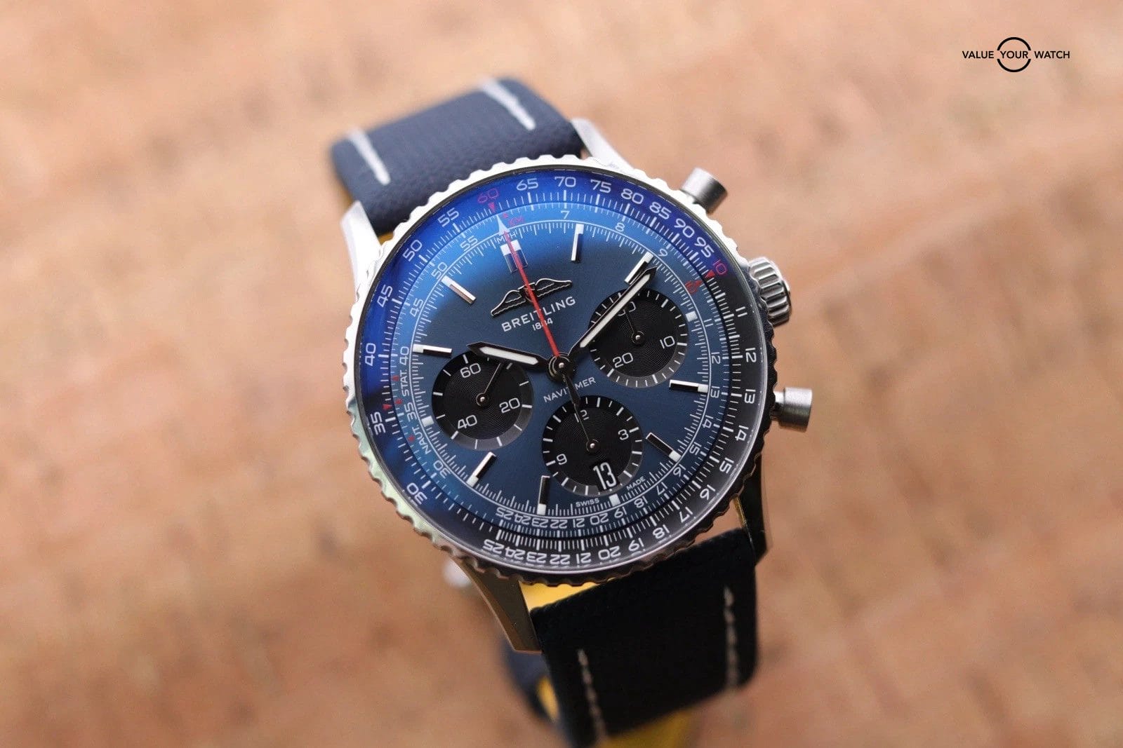 Breitling Navitimer Chronograph 41 Blue Dial Steel Mens Watch AB0139 Box Card - Image 5