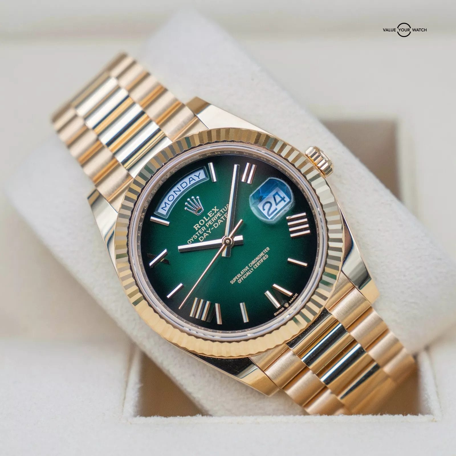 Rolex Day Date 40mm Green Ombré Dial BRAND NEW Stickers 228238 President 2024 - Image 2