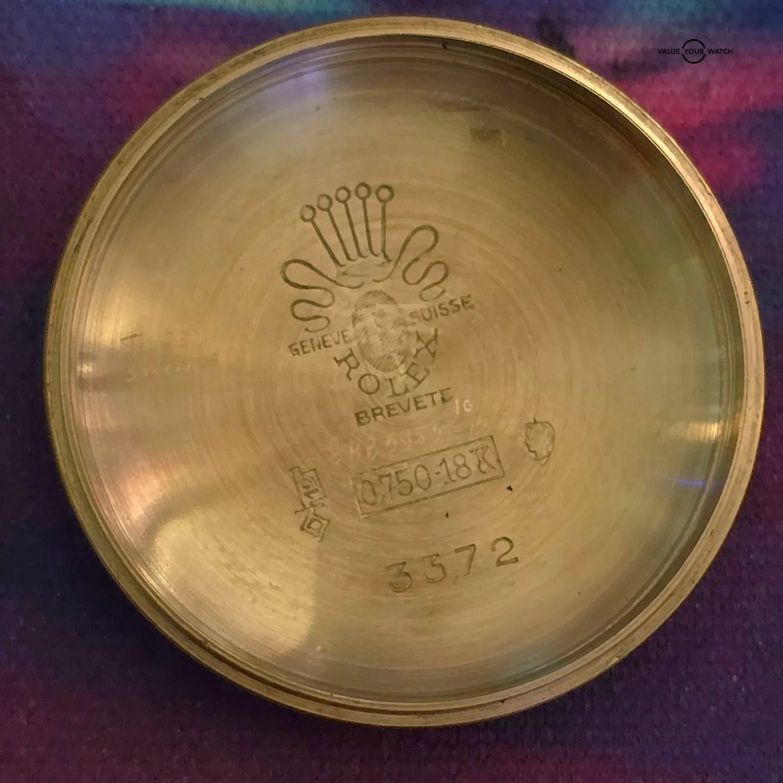 Rolex Oyster Perpetual Bubble Back 18k yellow gold, AM Cloissone enamel dial - Image 3