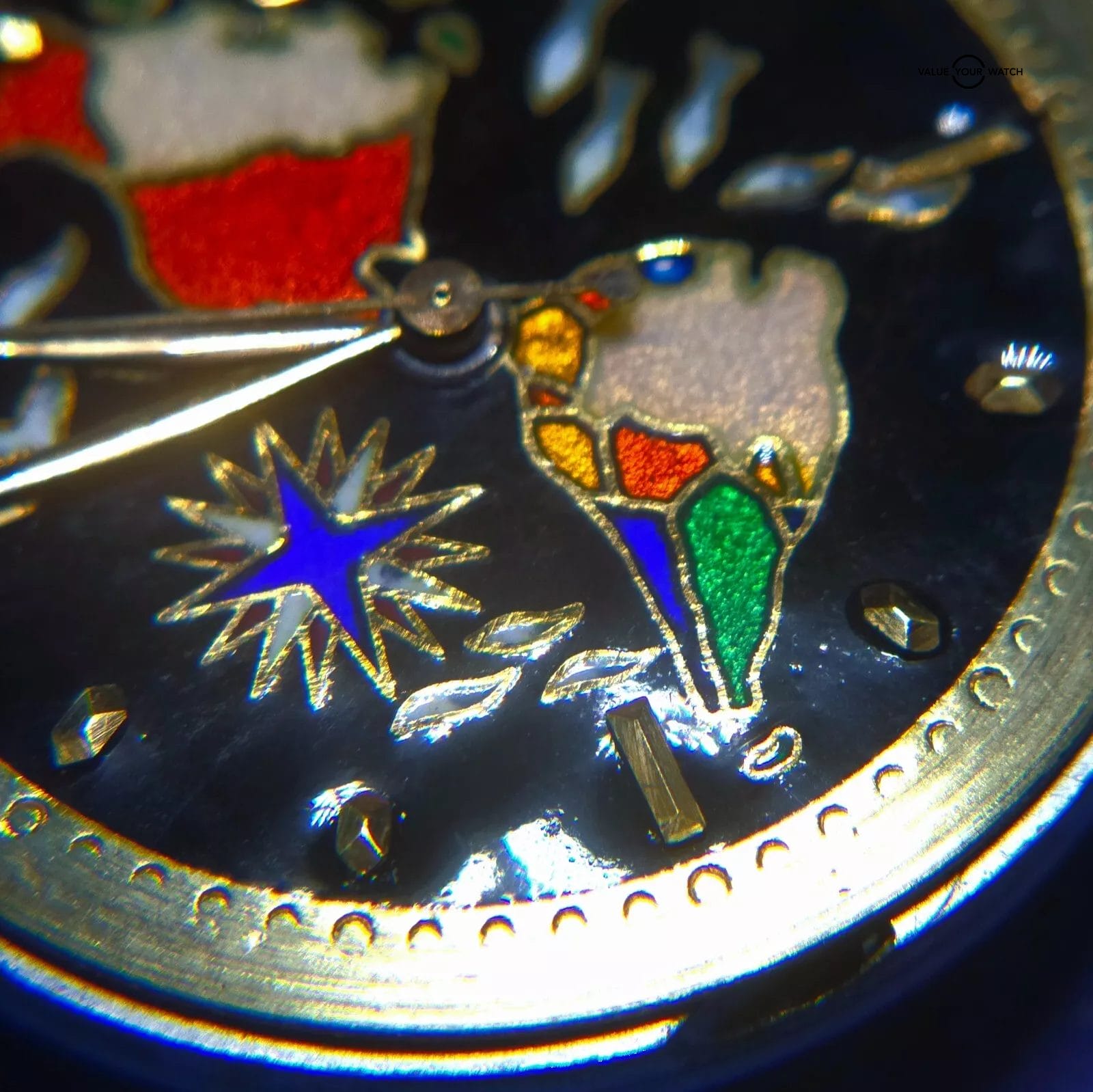 Rolex Oyster Perpetual Bubble Back 18k yellow gold, AM Cloissone enamel dial - Image 12