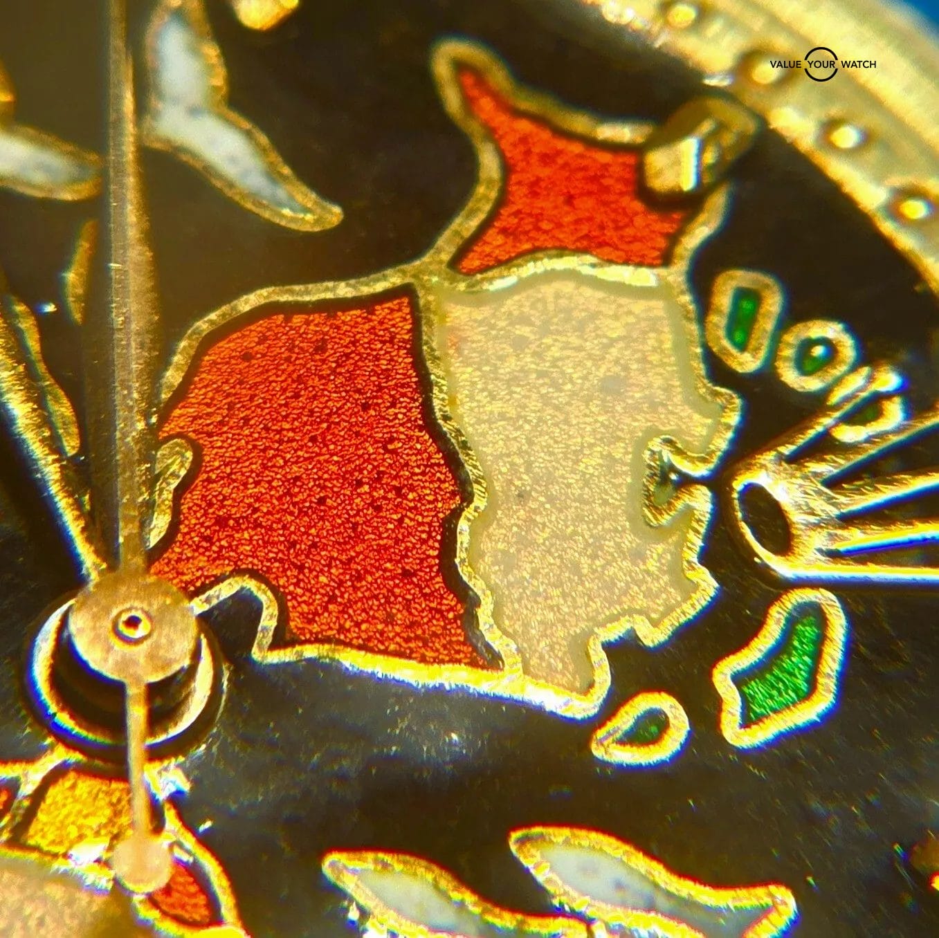 Rolex Oyster Perpetual Bubble Back 18k yellow gold, AM Cloissone enamel dial - Image 13