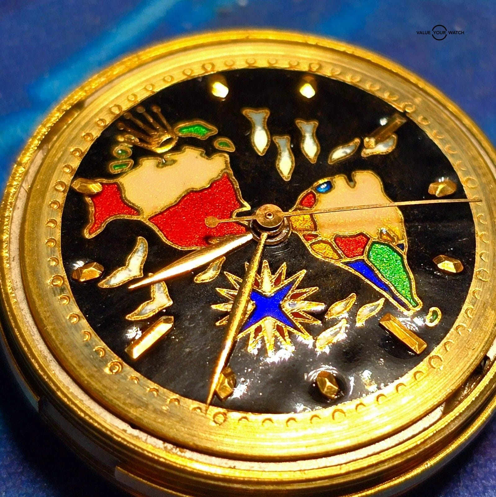 Rolex Oyster Perpetual Bubble Back 18k yellow gold, AM Cloissone enamel dial - Image 14