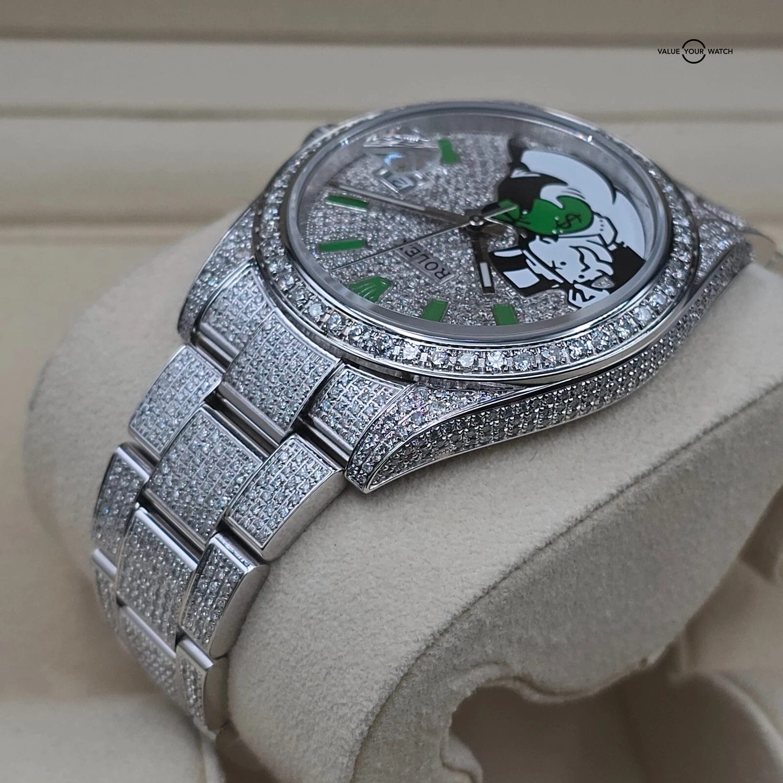 Rolex Datejust Diamond custom green pave Monopoly Dial 41mm w box and card VIDEO - Image 11