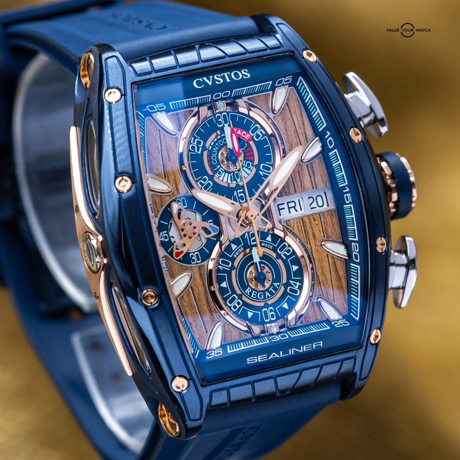 CVSTOS Sealiner Chronograph Steel Teak Wood Dial C01107.4105001 Brand New 2025 - Image 2