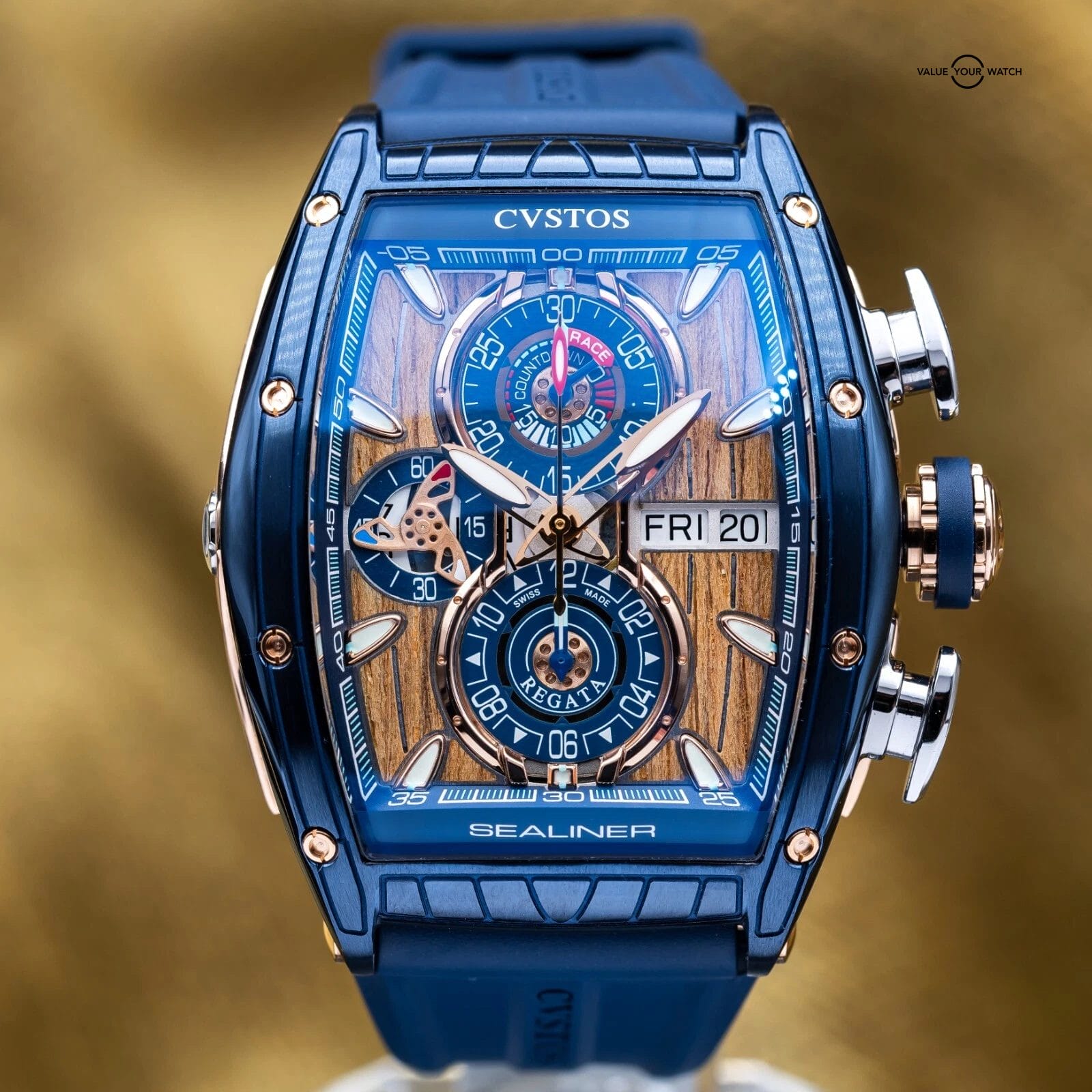 CVSTOS Sealiner Chronograph Steel Teak Wood Dial C01107.4105001 Brand New 2025