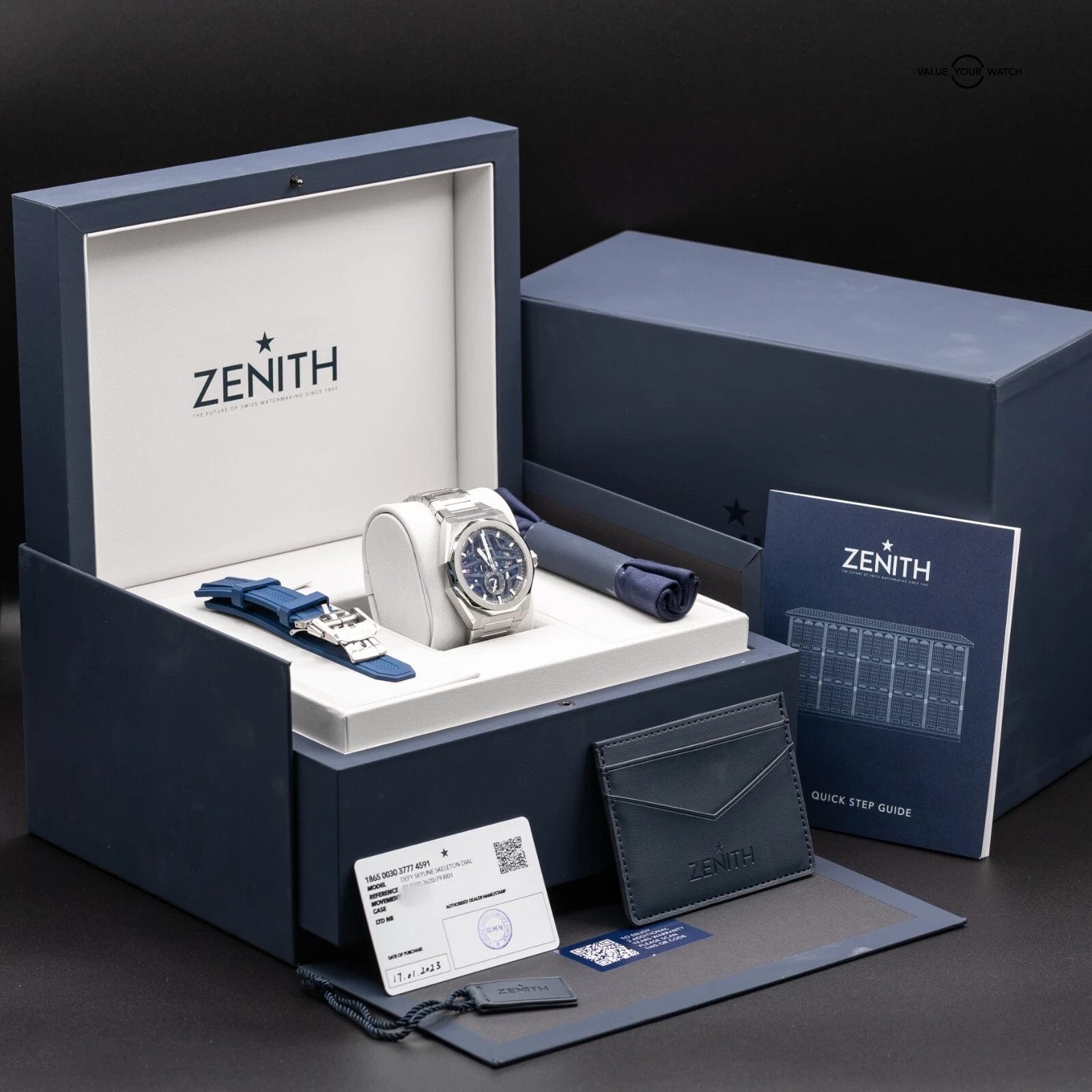 Zenith Defy Skeleton Men's Blue Dial Watch 03.9300.3620/79.I001 Box & Papers! - Image 2