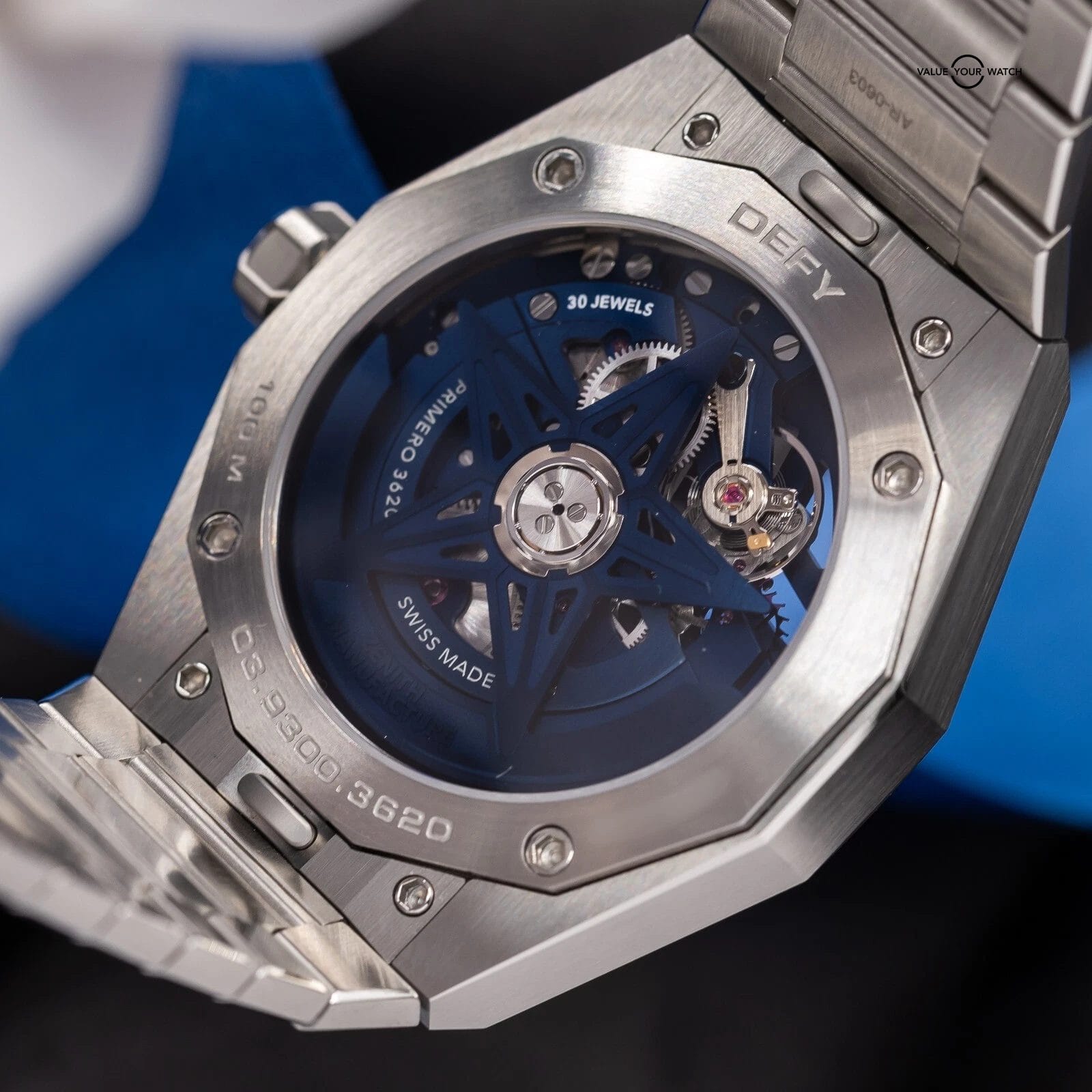 Zenith Defy Skeleton Men's Blue Dial Watch 03.9300.3620/79.I001 Box & Papers! - Image 8