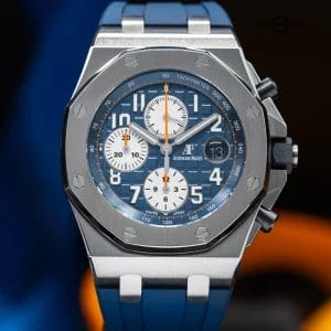 Audemars Piguet Royal Oak Offshore 42mm Chronograph Blue Dial Mens Watch 26470