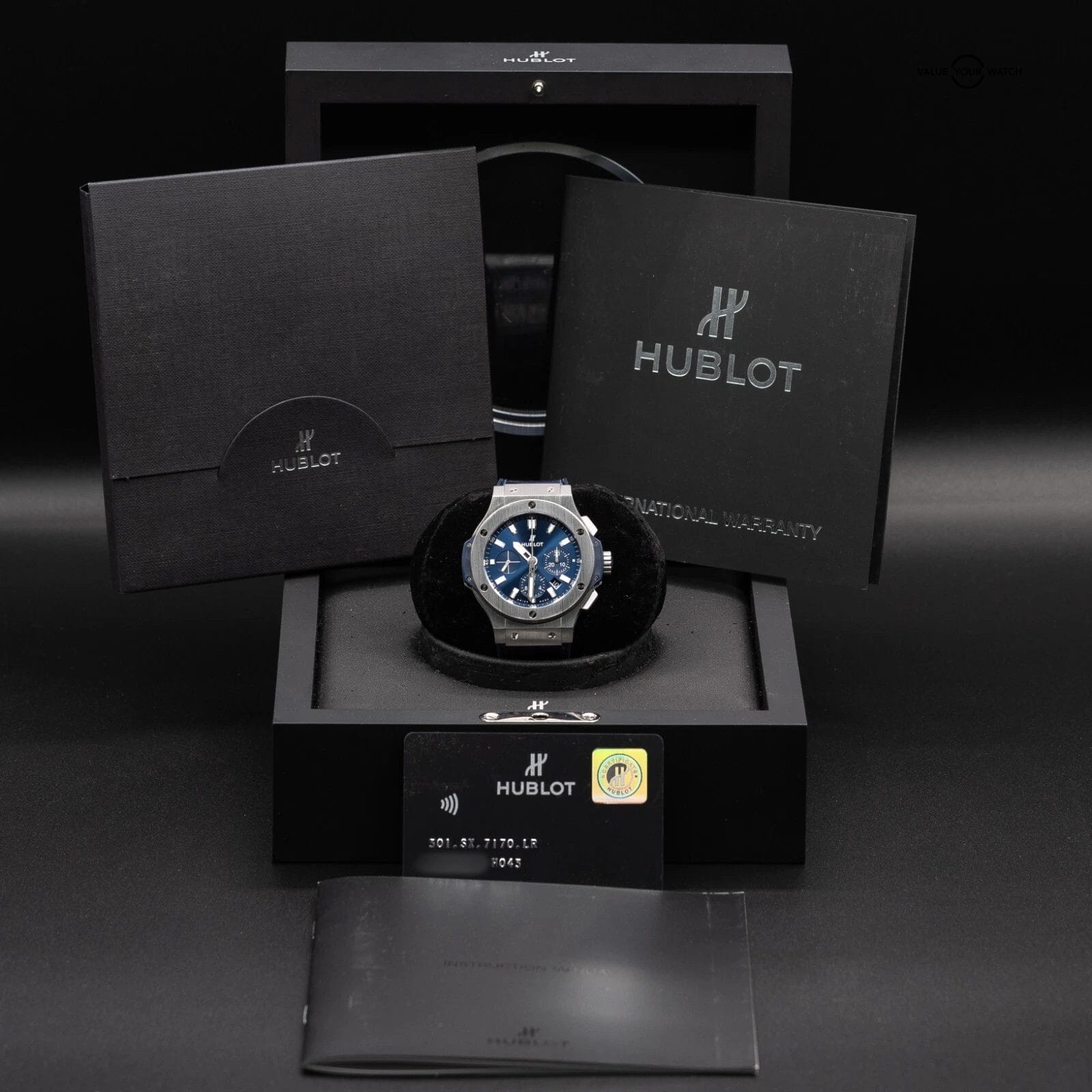 Hublot Big Bang Blue Chronograph 44mm Steel Mens 301.SX.7170.LR Complete Set ! - Image 2