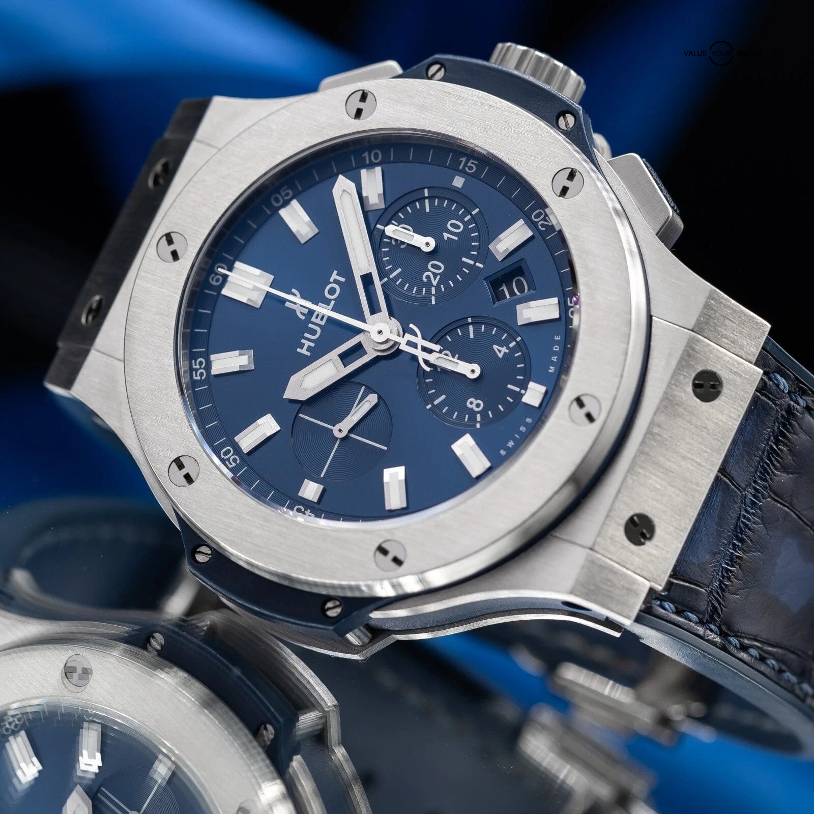 Hublot Big Bang Blue Chronograph 44mm Steel Mens 301.SX.7170.LR Complete Set ! - Image 4