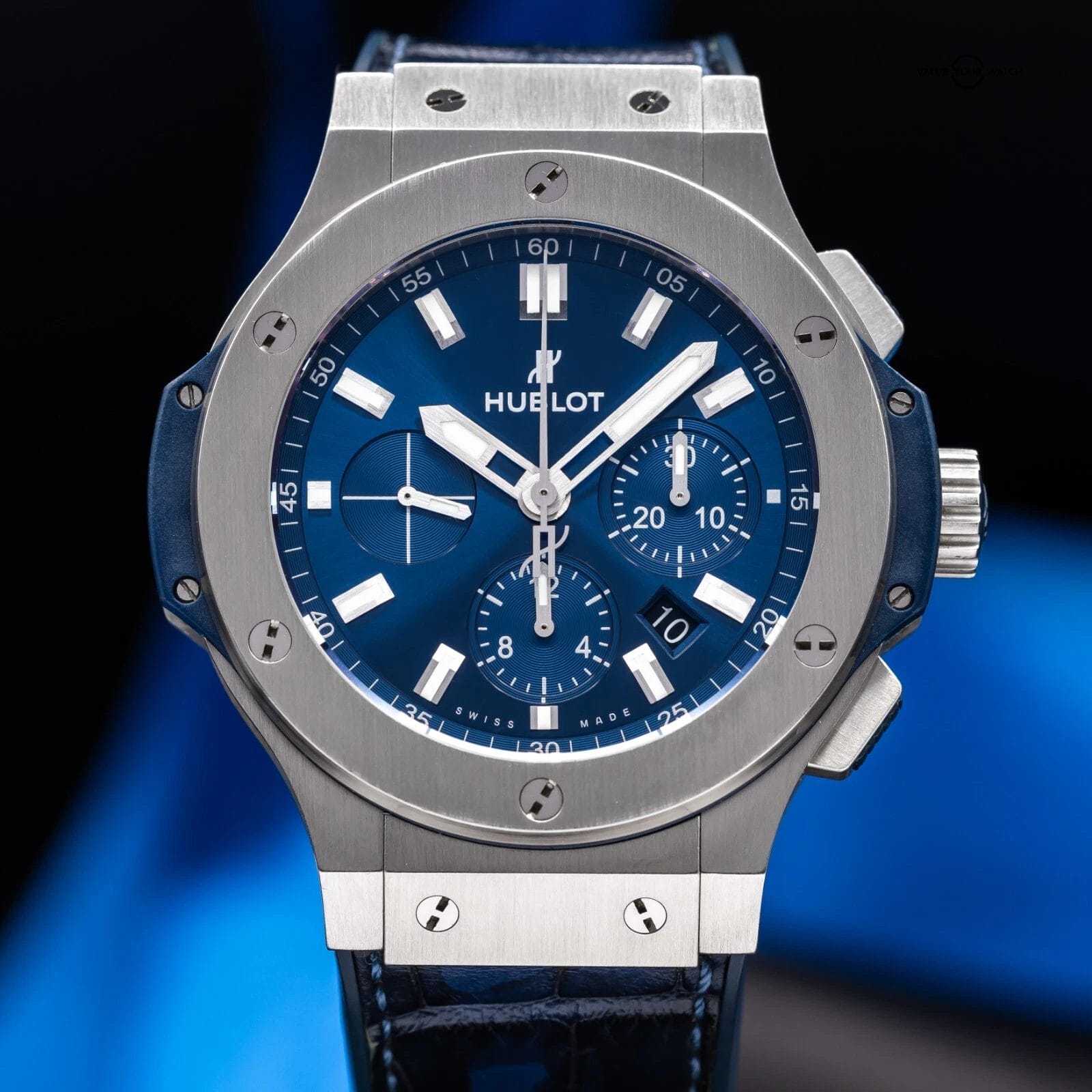 Hublot Big Bang Blue Chronograph 44mm Steel Mens 301.SX.7170.LR Complete Set !
