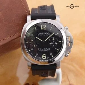Panerai Luminor Chronograph 40mm Black Dial Steel Mens Watch PAM00310