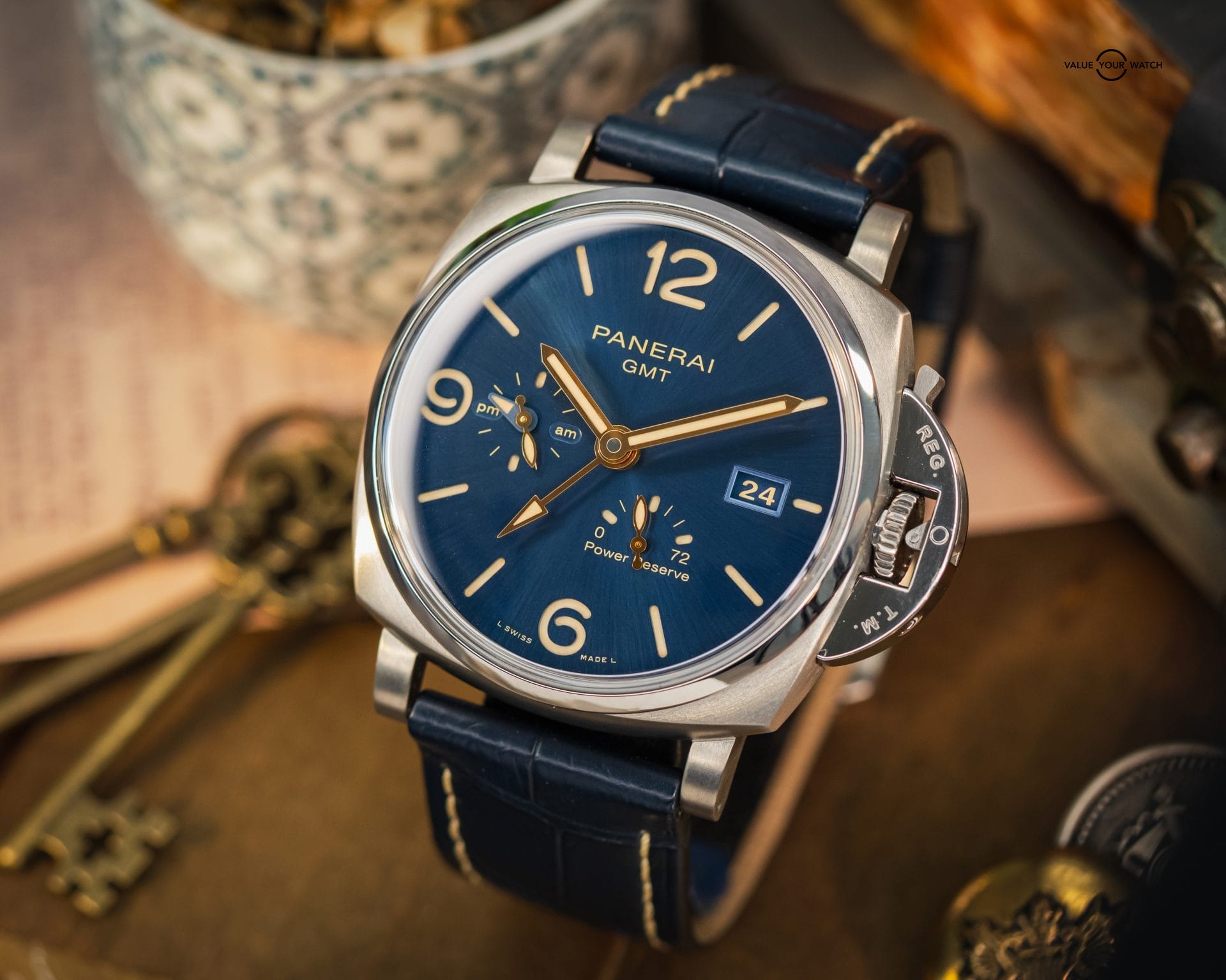Panerai Luminor Due GMT Blue Dial 45mm TItanium – BOX &Y PAPERS – PAM00964