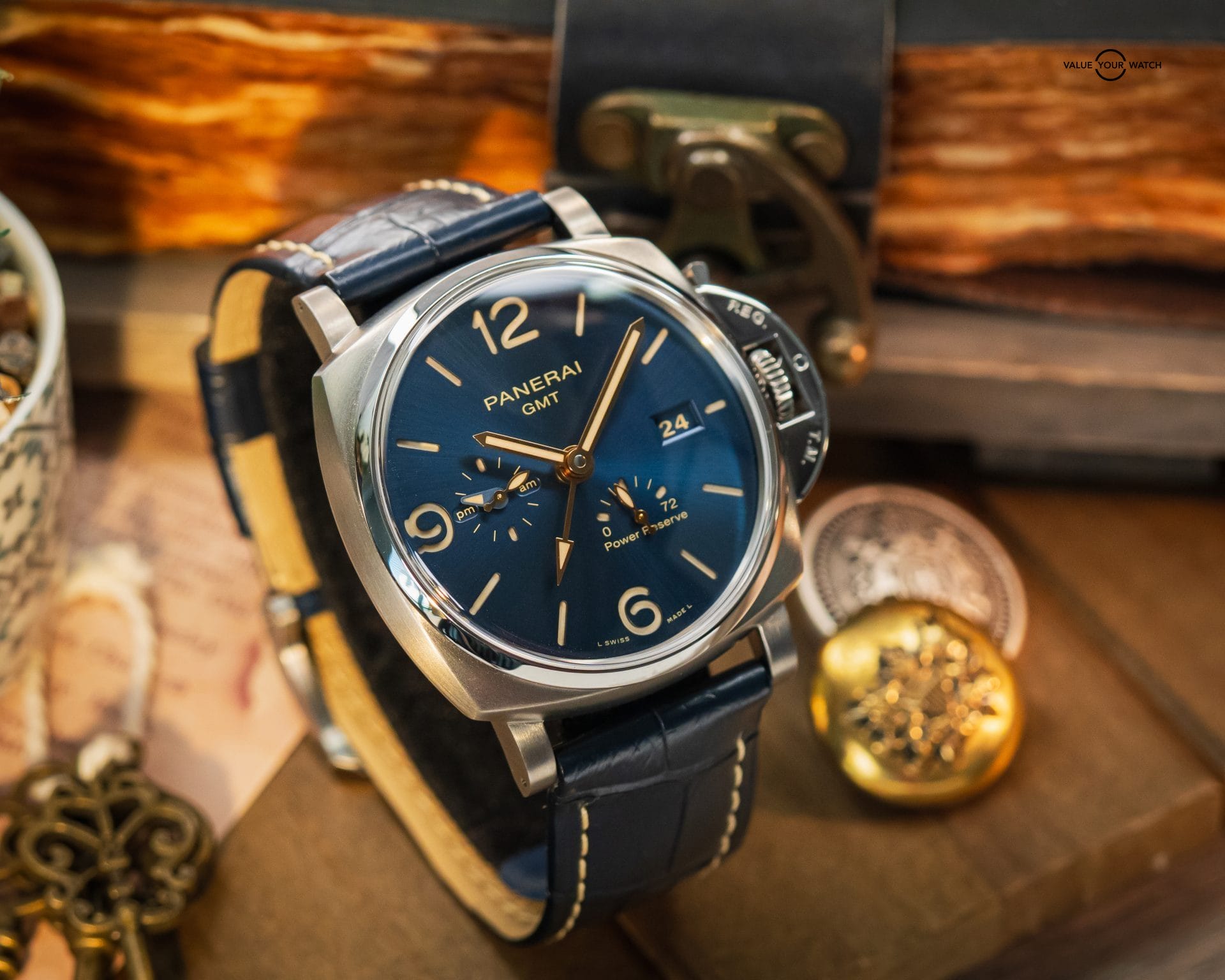 Panerai Luminor Due GMT Blue Dial 45mm TItanium – BOX &Y PAPERS – PAM00964 - Image 9