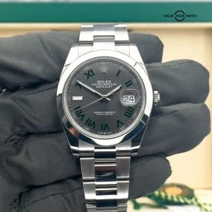 2023 Rolex Datejust 41 Wimbledon 126300 Smooth Oyster Slate Dial Roman Num B&amp;Ps!
