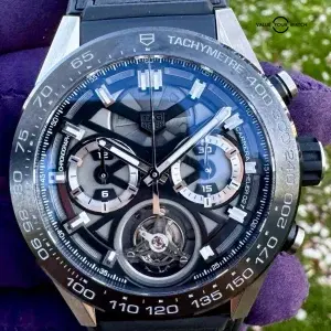 Tag Heuer Carrera 🚨 Tourbillon 🚨 HEUER02T 45MM Skeleton Dial FULL SET ‼️