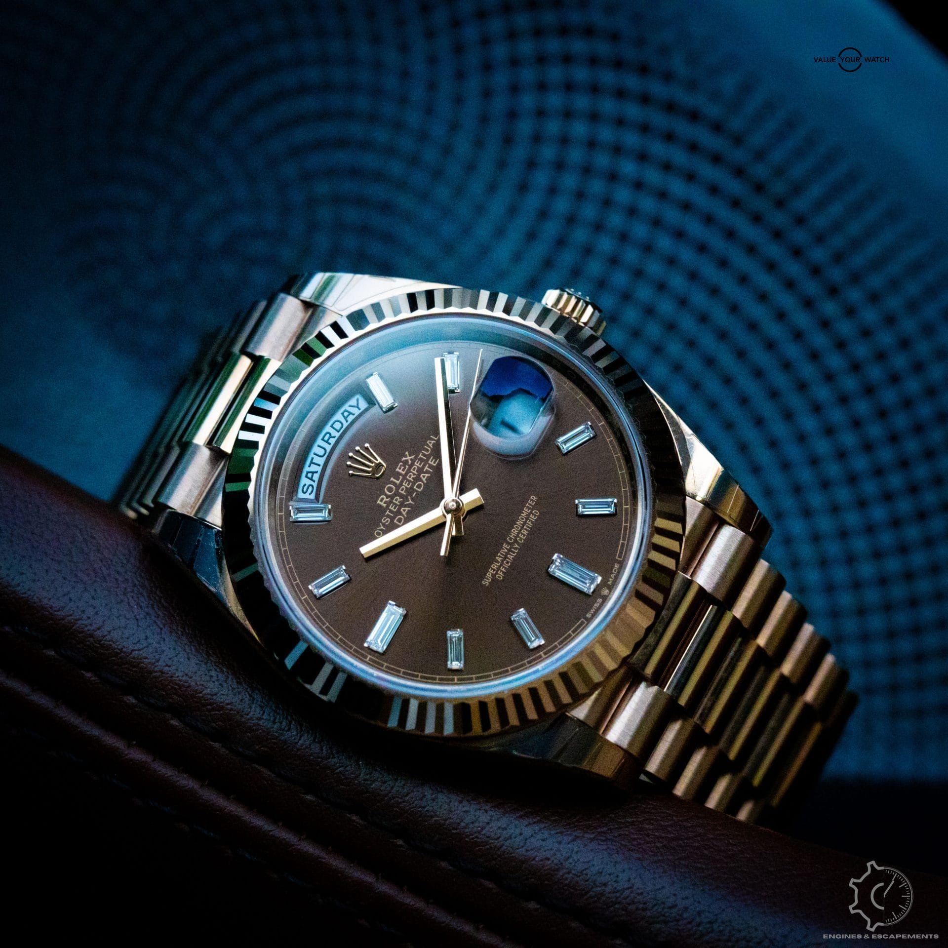 2024 Rolex Day-Date 40 Chocolate Brown Dial Diamond Rose Gold President - 228235