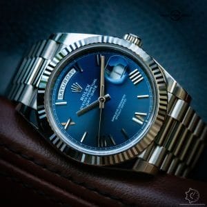 Rolex Day-Date White Gold Blue Dial President Bracelet BNIB Complete Set 228239