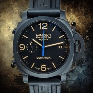Panerai Luminor 44mm LE 3 Day Chrono Flyback PAM00580 Box & Papers & 3 Straps
