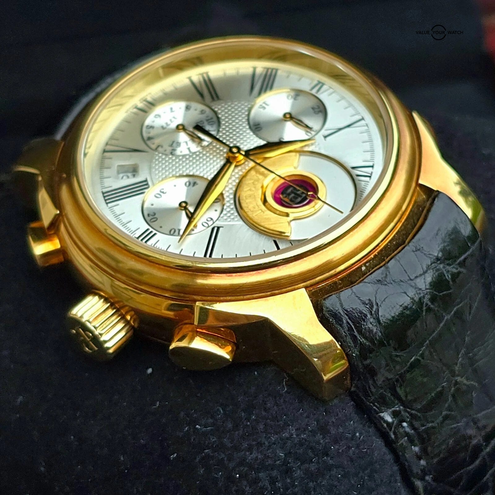Perrelet Hommage 1834 Double Rotor Chronograph, 18k yellow gold 40mm, full set! - Image 9