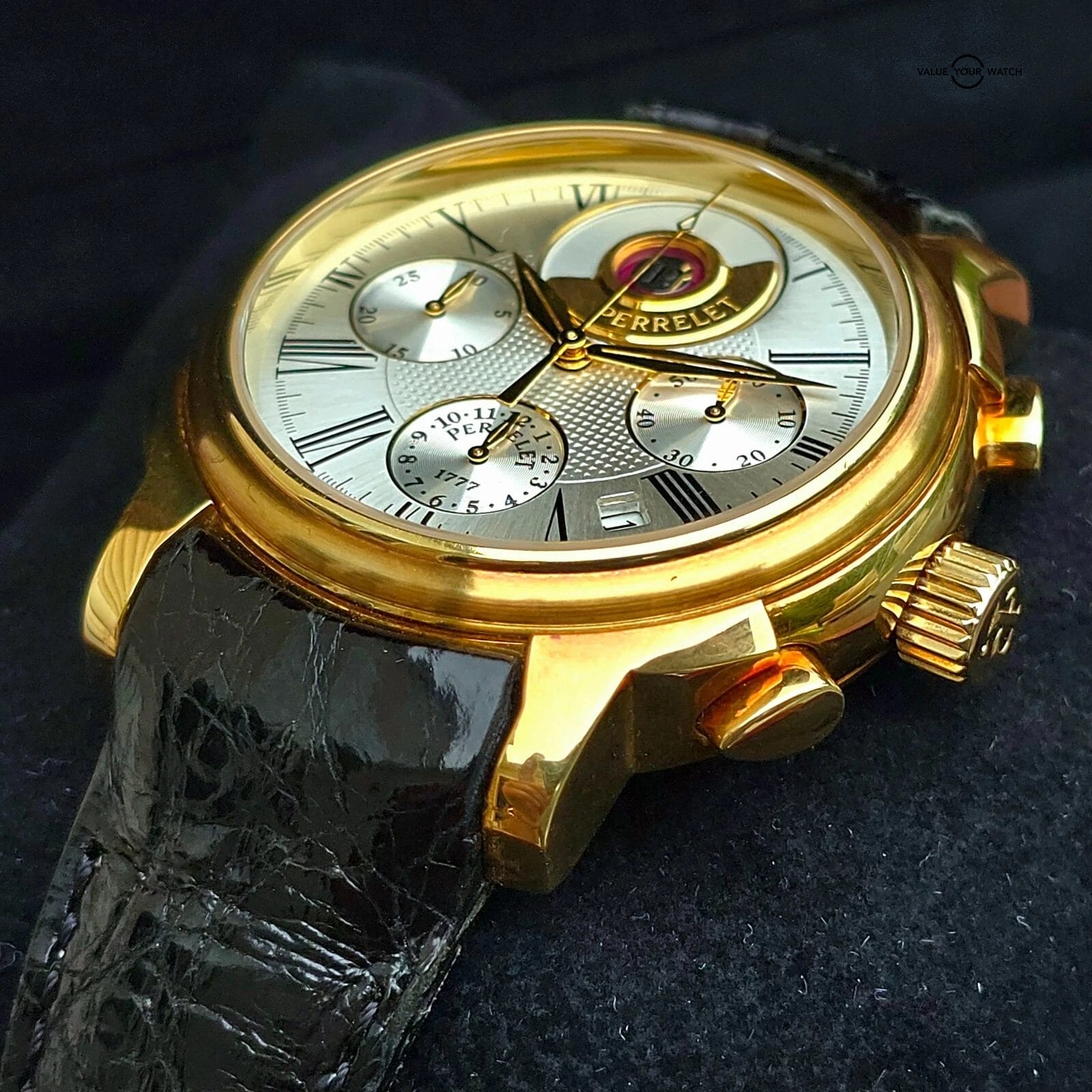 Perrelet Hommage 1834 Double Rotor Chronograph, 18k yellow gold 40mm, full set! - Image 10
