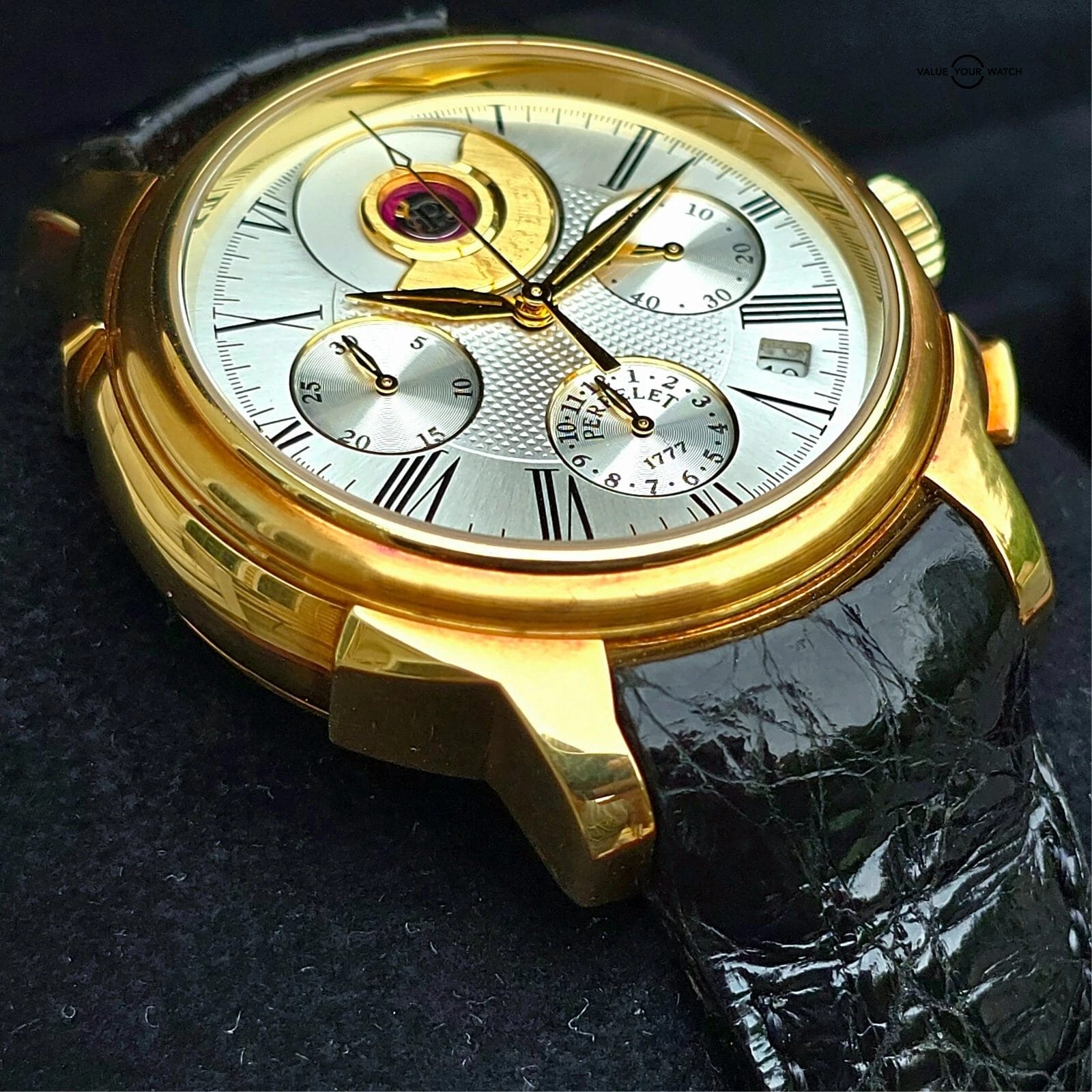 Perrelet Hommage 1834 Double Rotor Chronograph, 18k yellow gold 40mm, full set! - Image 11