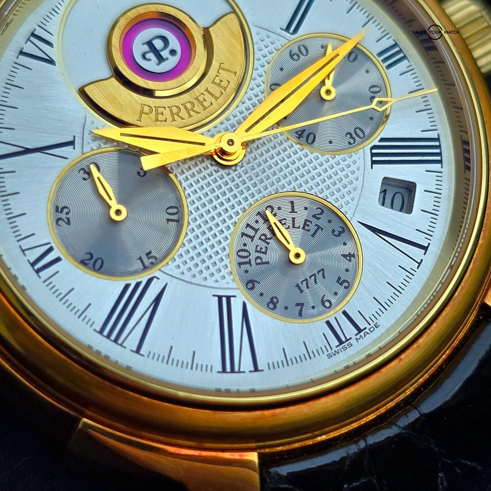 Perrelet Hommage 1834 Double Rotor Chronograph, 18k yellow gold 40mm, full set! - Image 12