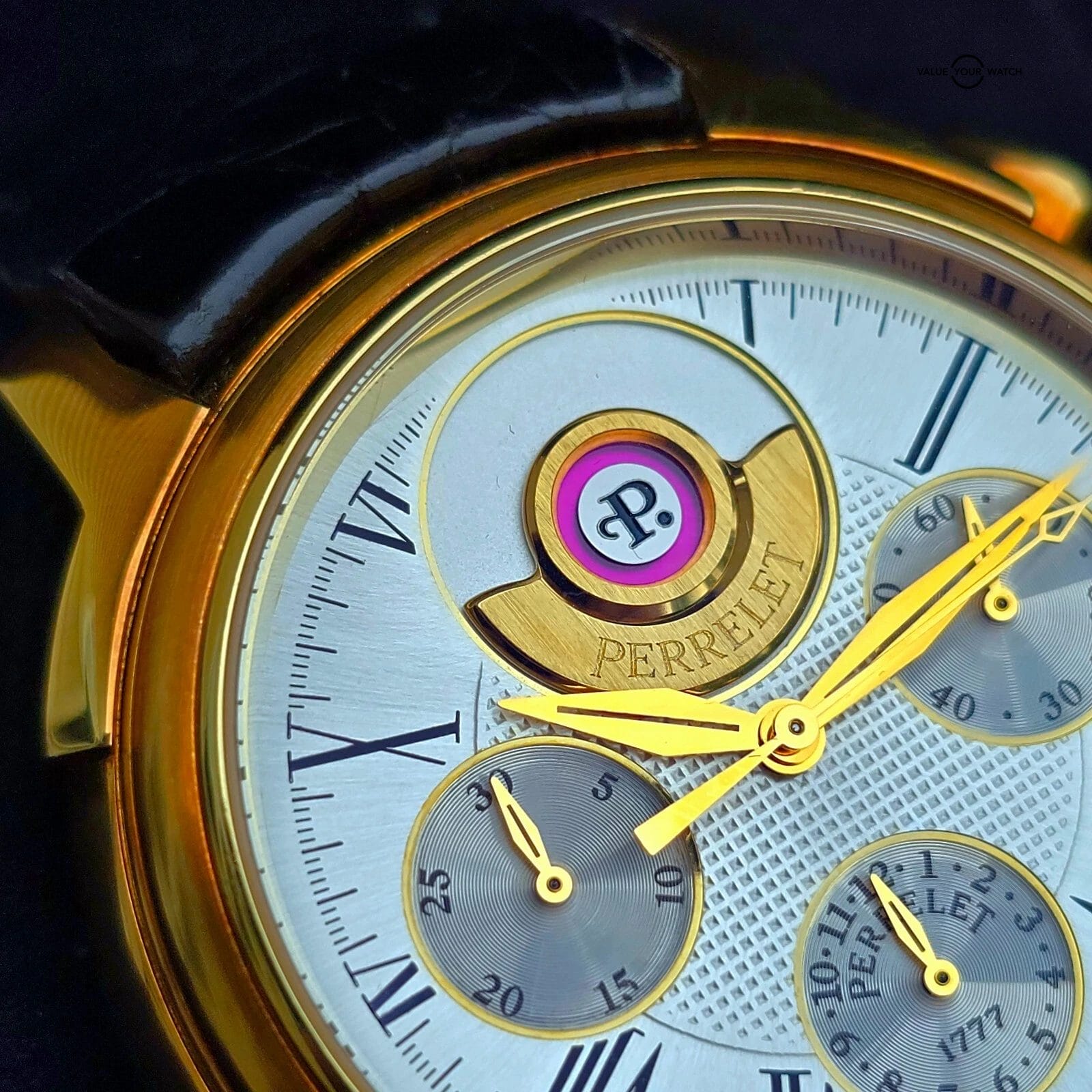 Perrelet Hommage 1834 Double Rotor Chronograph, 18k yellow gold 40mm, full set! - Image 13