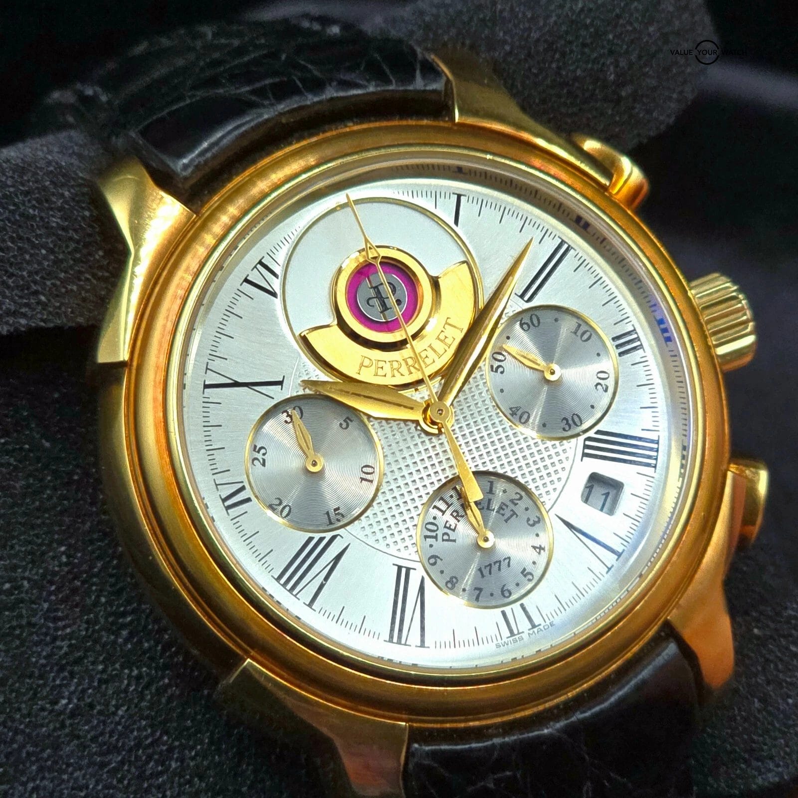 Perrelet Hommage 1834 Double Rotor Chronograph, 18k yellow gold 40mm, full set! - Image 15