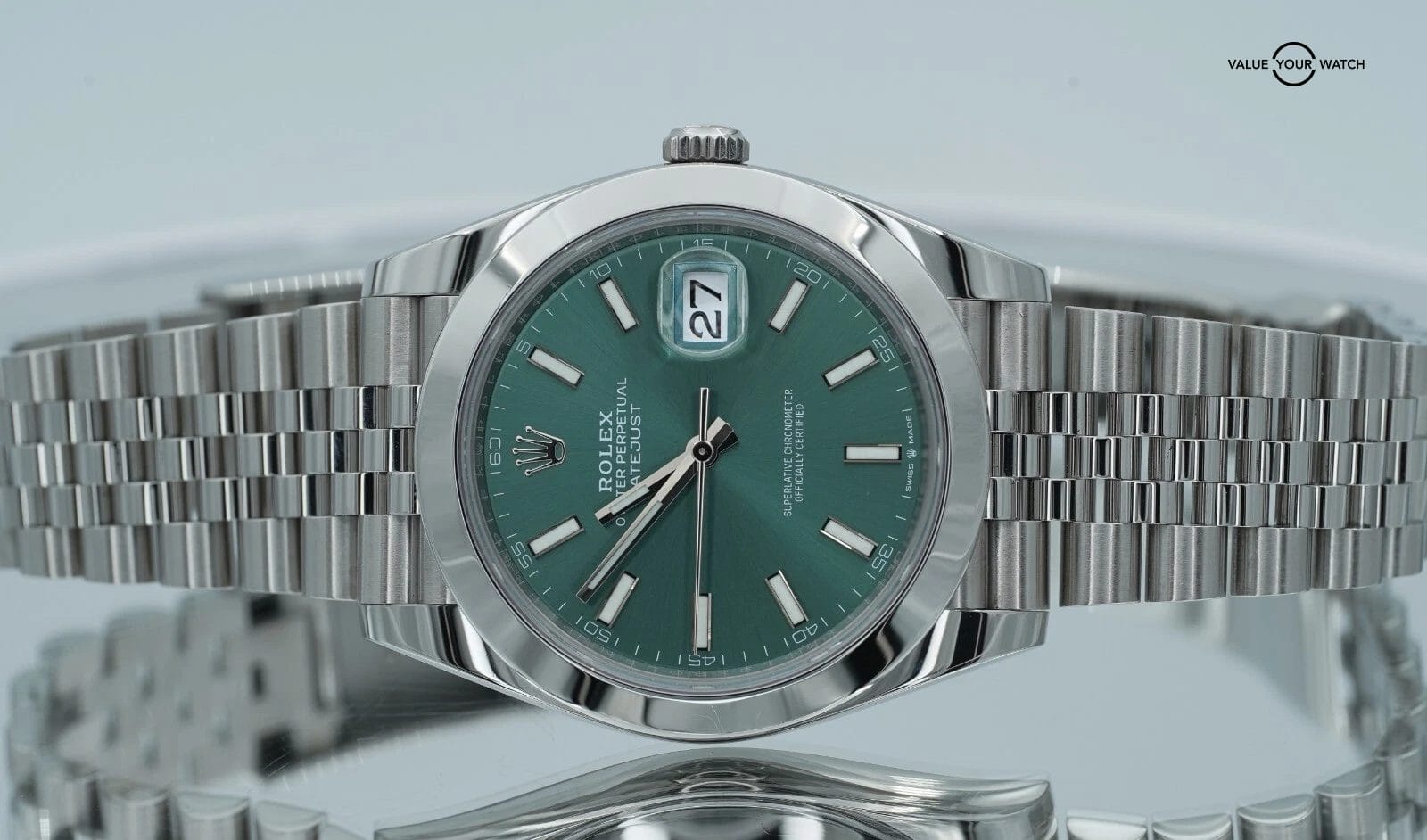 Rolex Datejust 41 126300 Jubilee Mint Green Stick Dial BOXES/PAPERS! - Image 17