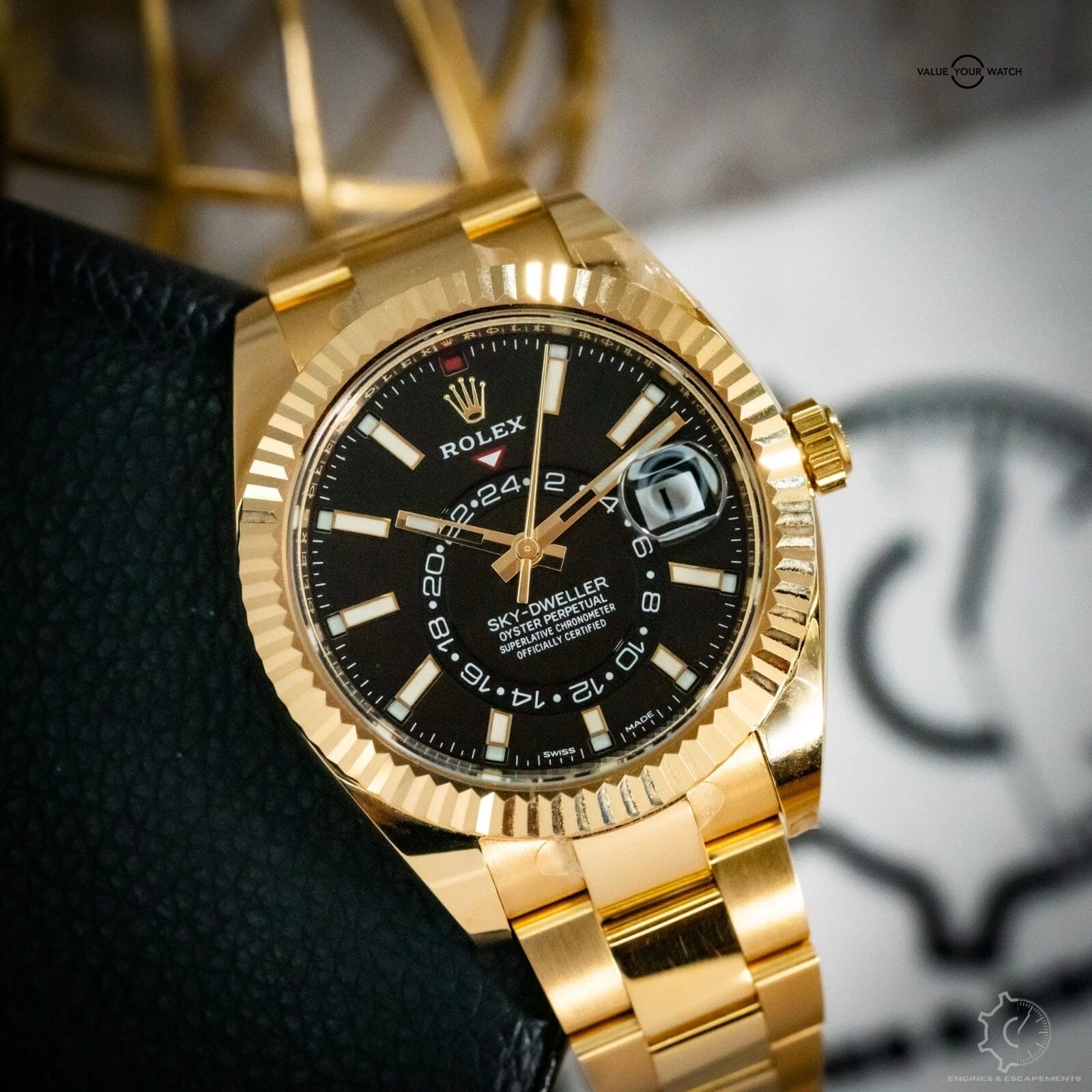 Rolex Sky-Dweller 336938 Yellow Gold Black Dial Complete Set - Image 7