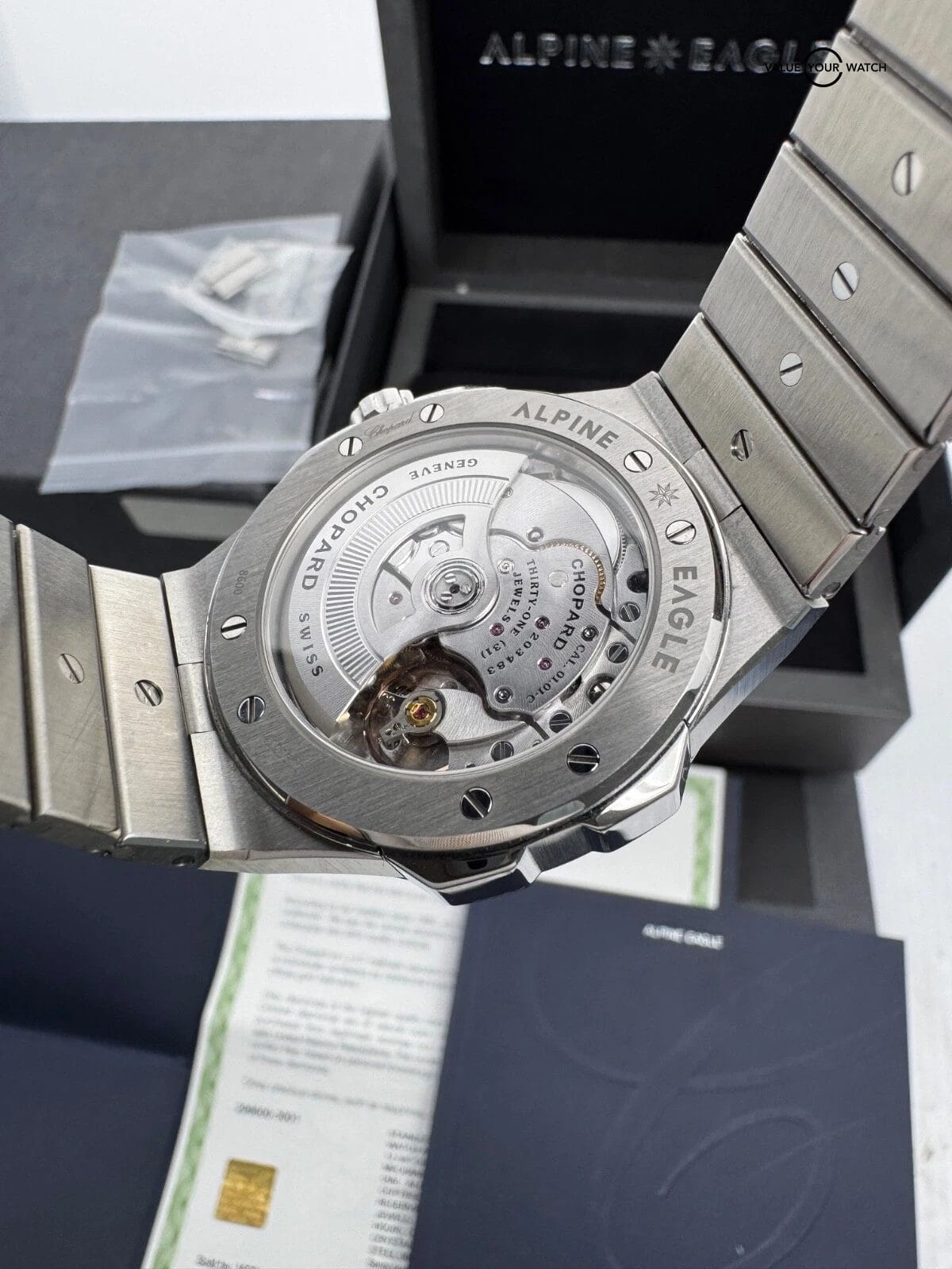 2019 Box Papers 41mm Blue Dial Chopard Alpine Eagle Large 298600-3001 - Image 4