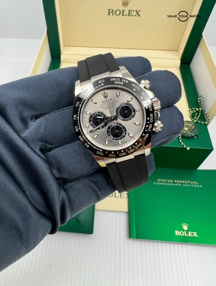 2021 Papers MINT Rolex 116519LN Cosmograph Daytona Ghost 18K White Gold Ceramic