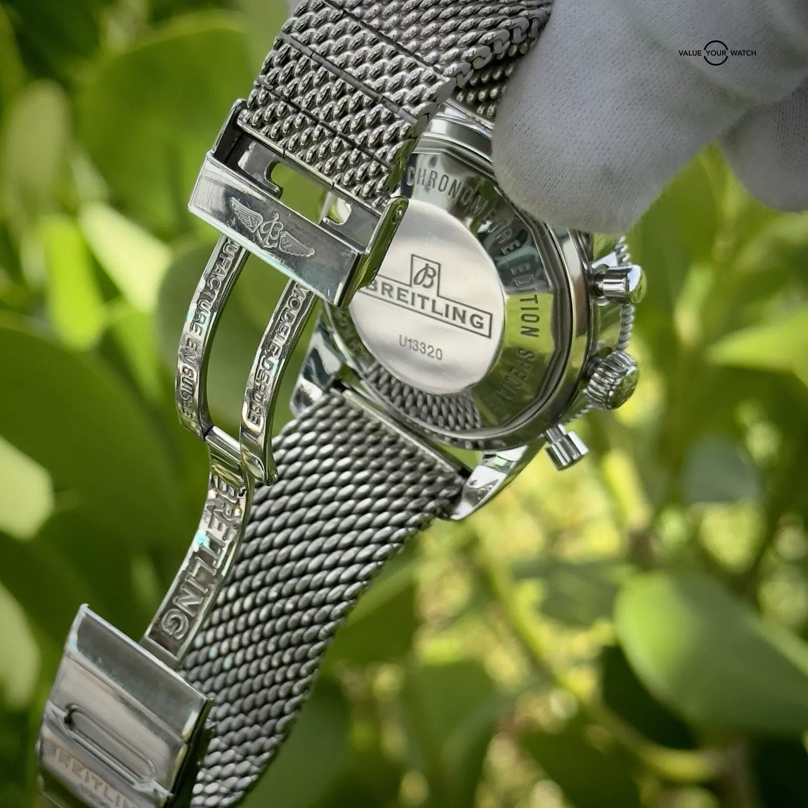 BREITLING SUPEROCEAN HERITAGE 46mm Chrono U13320 18k GOLD Black Dial Extra Strap - Image 12