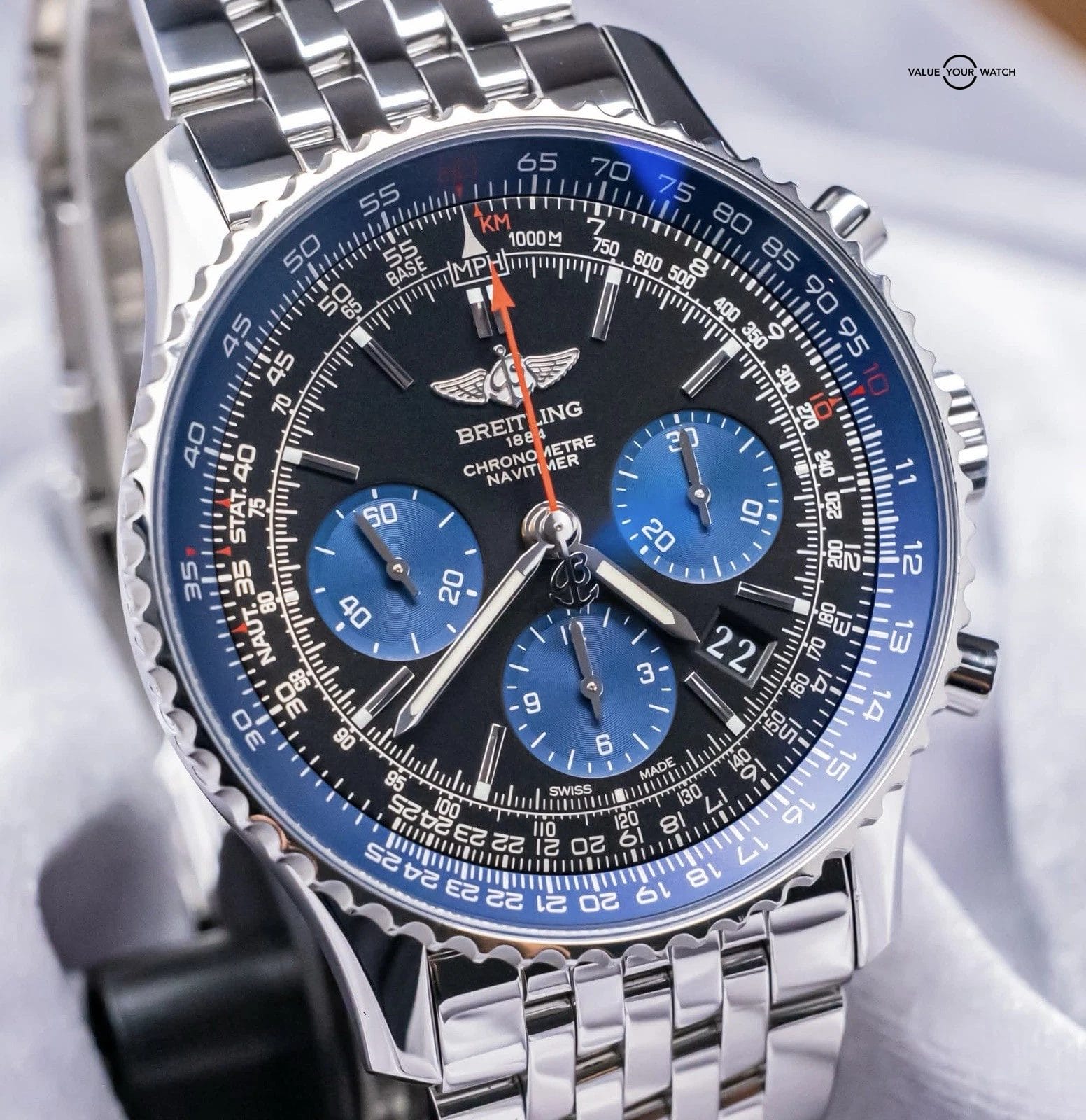 Breitling Navitimer 01 Blue Edition Limited of 1000 Blue Eye Black Dial AB0121 - Image 10