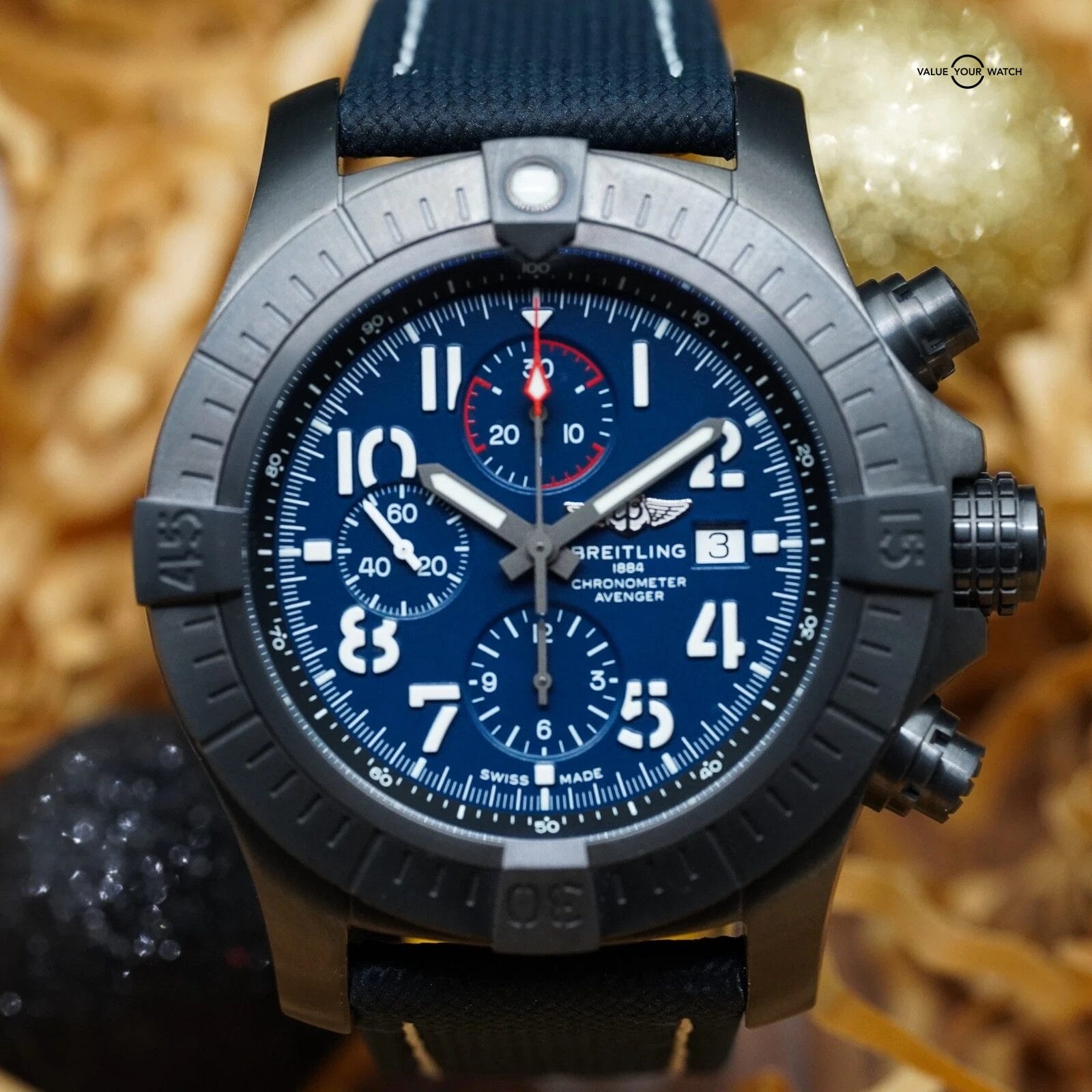 Breitling Super Avenger Chrono - Night Mission 48 - V13375 Complete, Warranty