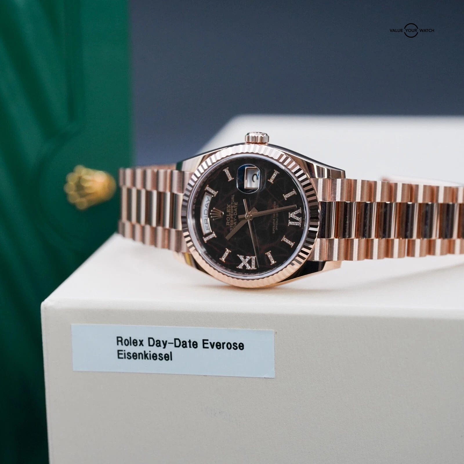 Rolex Day Date President 128235 - Eisenkiesel Diamond 18k Rose Gold 36 COMPLETE - Image 17