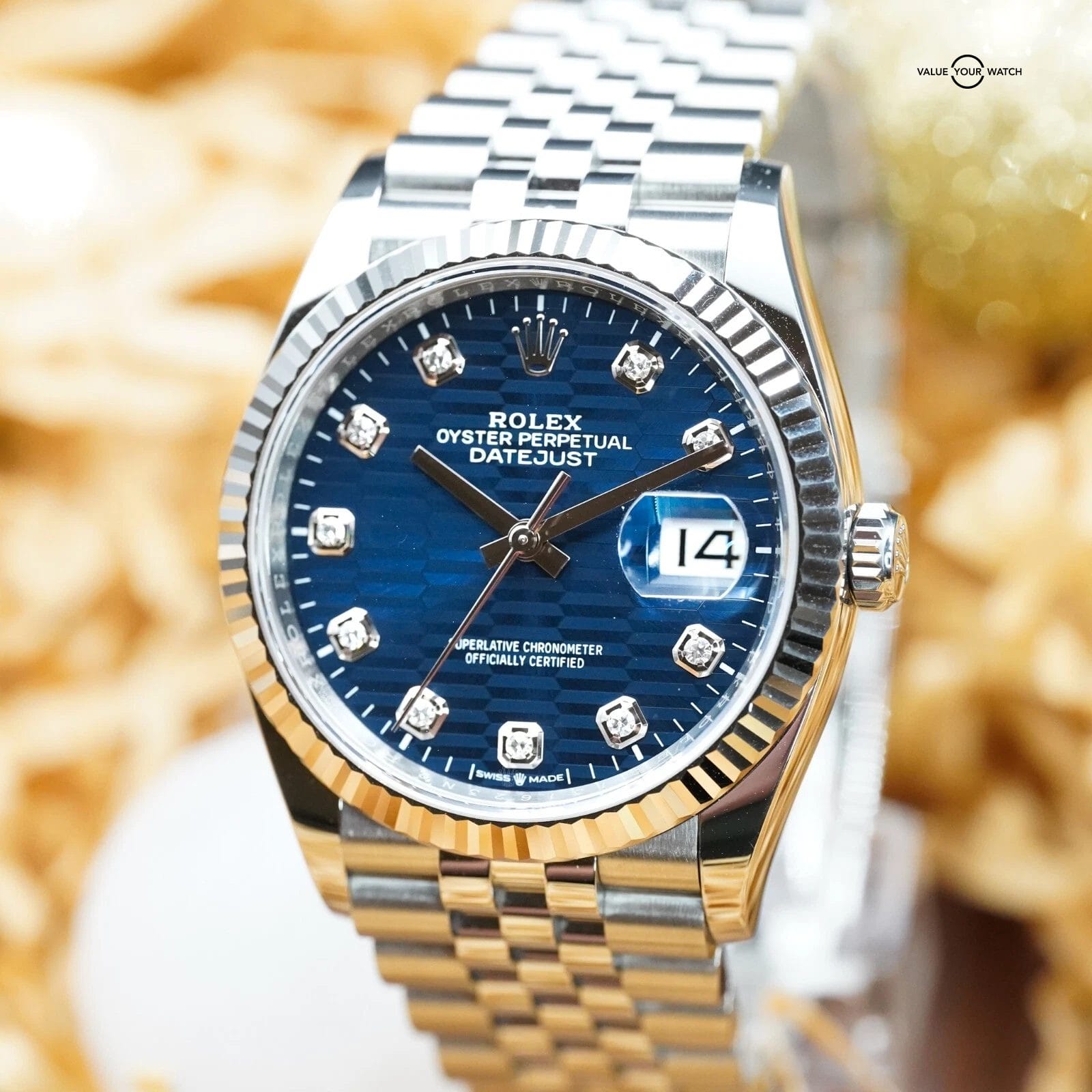 Rolex Datejust 126234 36 - Blue Motif Diamond Dial - Fluted Jubilee - 2023 Full - Image 13