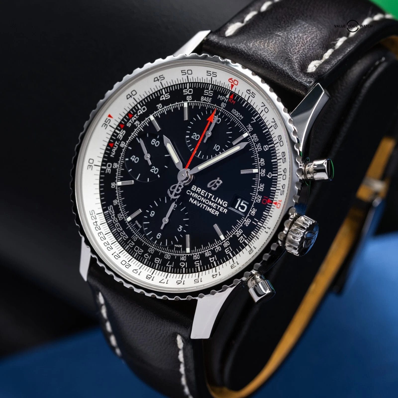 Breitling Navitimer Chronograph Black Dial Mens 41mm Watch A13324 Complete Set